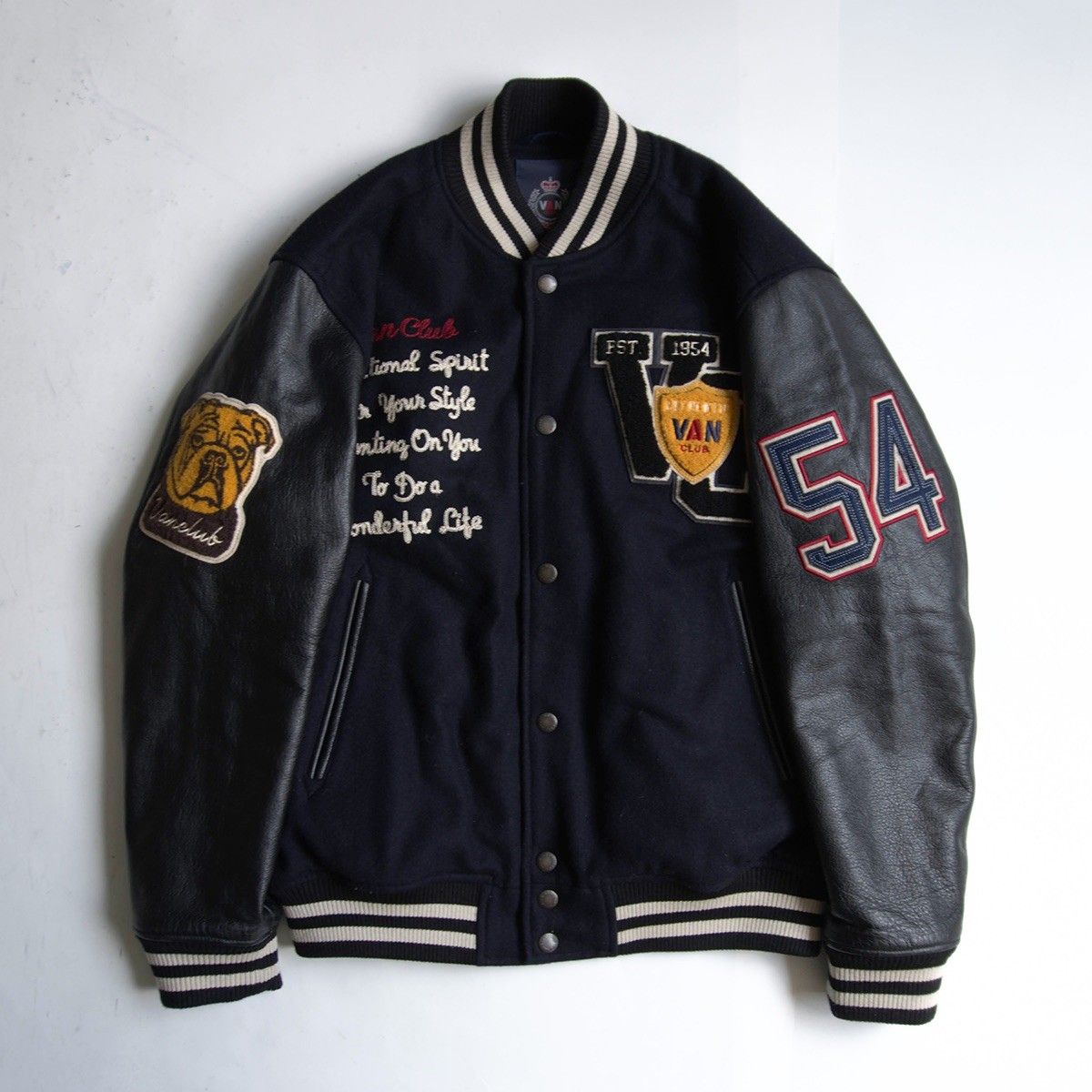 美品/ビッグサイズ】 VAN CLUB 【袖レザー スタジャン】LL ヴァン