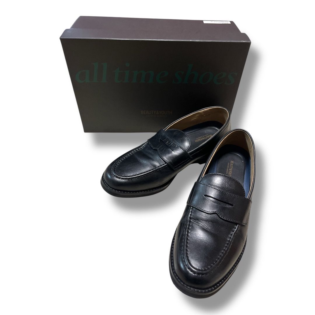 美品 BEAUTY&YOUTH UNITED ARROWS オールタイム スリムローファー V2 箱付き 定価20900円 メンズ サイズ25.5cm ブラック ゴーゴー古着久喜倉庫店 56 No.K2078Y