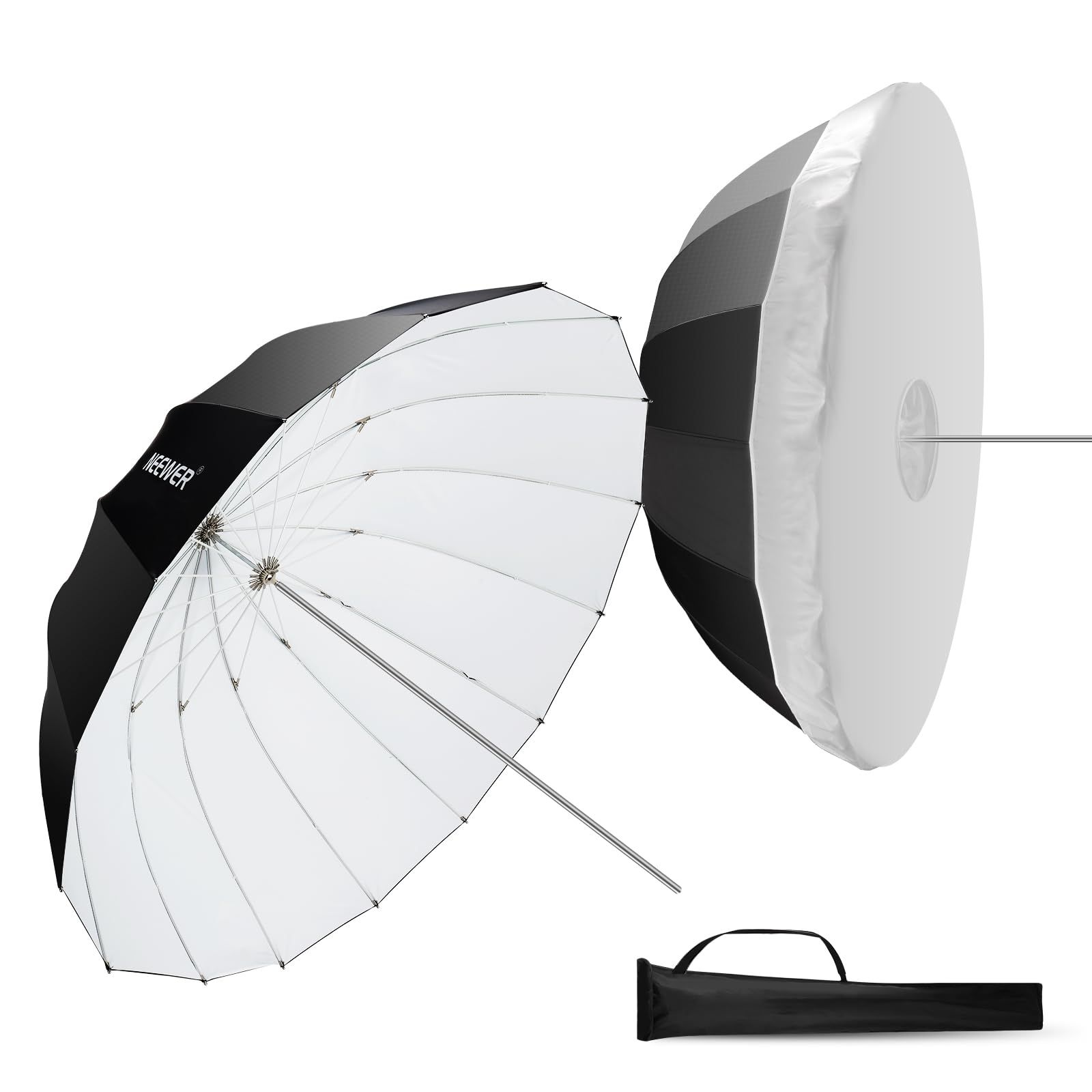 新品 NEEWER 65/165cm パラボラ反射アンブレラ 写真用アンブレラ 撮影用アンブレラ ホワイトインナー/ディフューザーカバー/バッグ付き 柔らかな照明 クイック折りたたみ カメラ/フォトスタジオ/ビデオライト/モノライトフラッシュ用 NS3U
