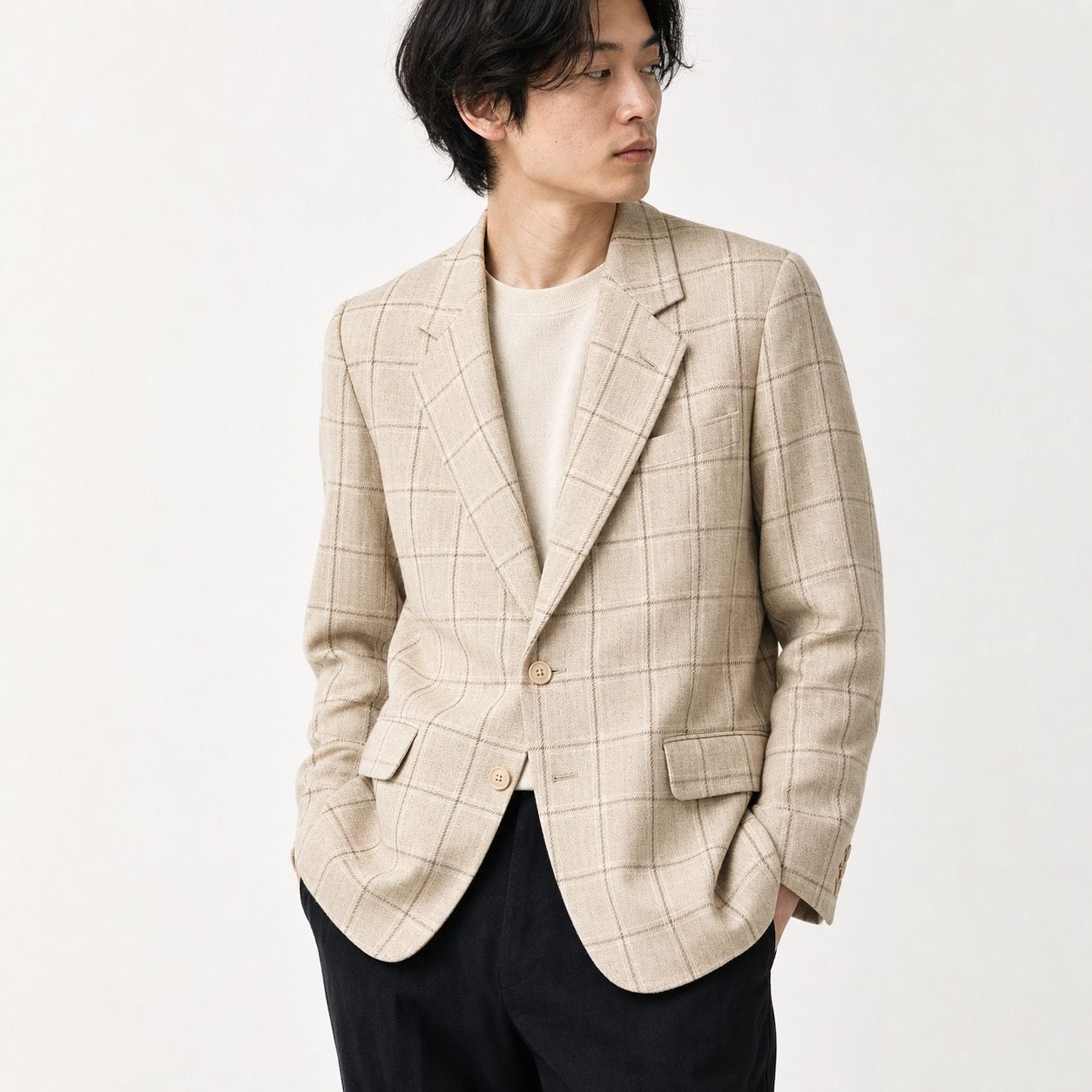 OXFORD テーラードジャケット チェック ベージュ