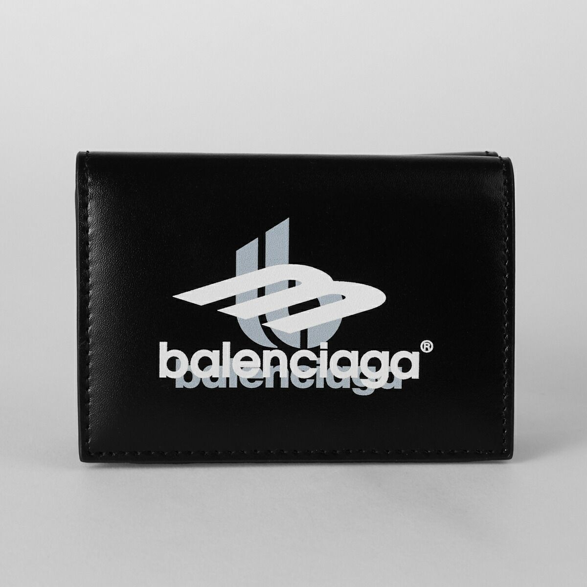 新品 バレンシアガ BALENCIAGA 3つ折り財布 スポーツロゴ ブラック