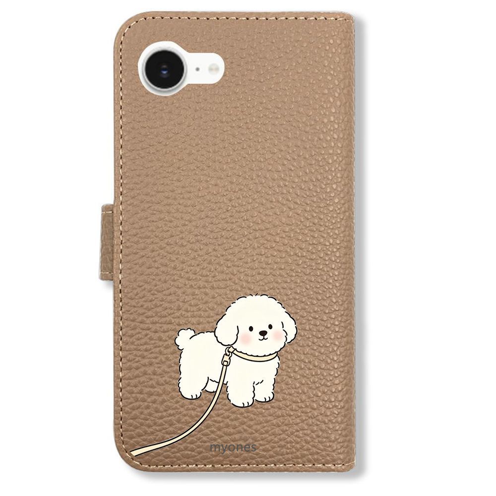 familiar スマートフォンカバー 女の子と犬 新品未使用】 iPhone11 Pro Max 手帳型スマホ ケース (色：グレージュ