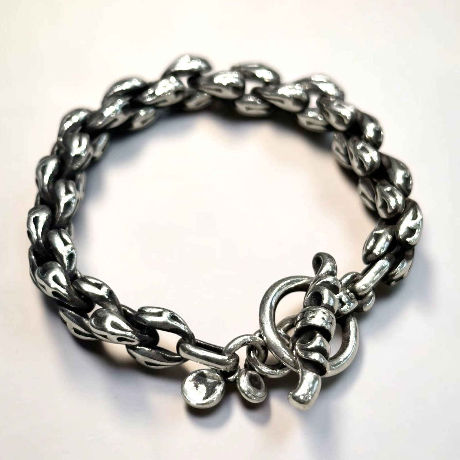 アクアフォーティス アクアシルバー FB-003F 20cm 幅9mm アラベスクブレスレット 希少モデル シルバー925 silver925 正規品 メンズ チェーンブレスレット 唐草 重厚感 ロック バイカー