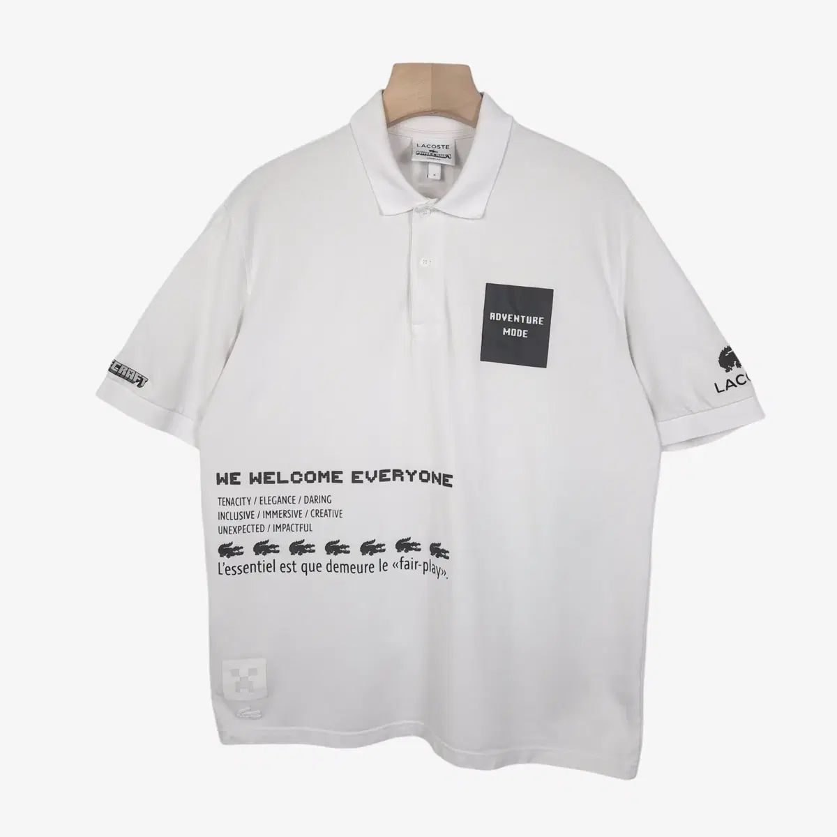 105 ラコステ x Minecraft（マインクラフト） 白 半袖 ピケTシャツ