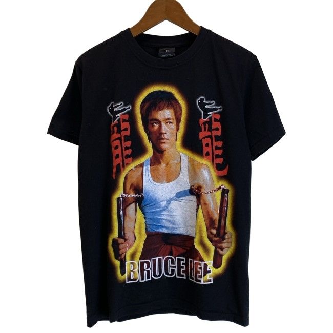 【中古】　HOT ROCK　Tシャツ　半袖　トップス　クルーネック　プリント　ムービーT　映画　BRUCE LEE　ブルースリー　古着　/1953