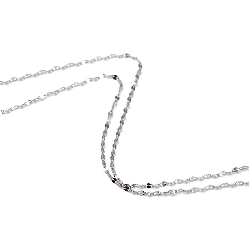 [ハッピーグッツショップ] ネックレス ペタル チェーン 40cm 幅1.2mm プラチナ Pt850