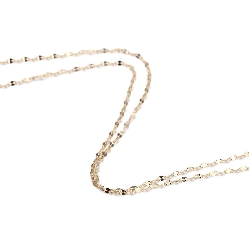 [ハッピーグッツショップ] ネックレス ペタル チェーン 40cm 幅1.2mm イエローゴールド 18金 18k K18