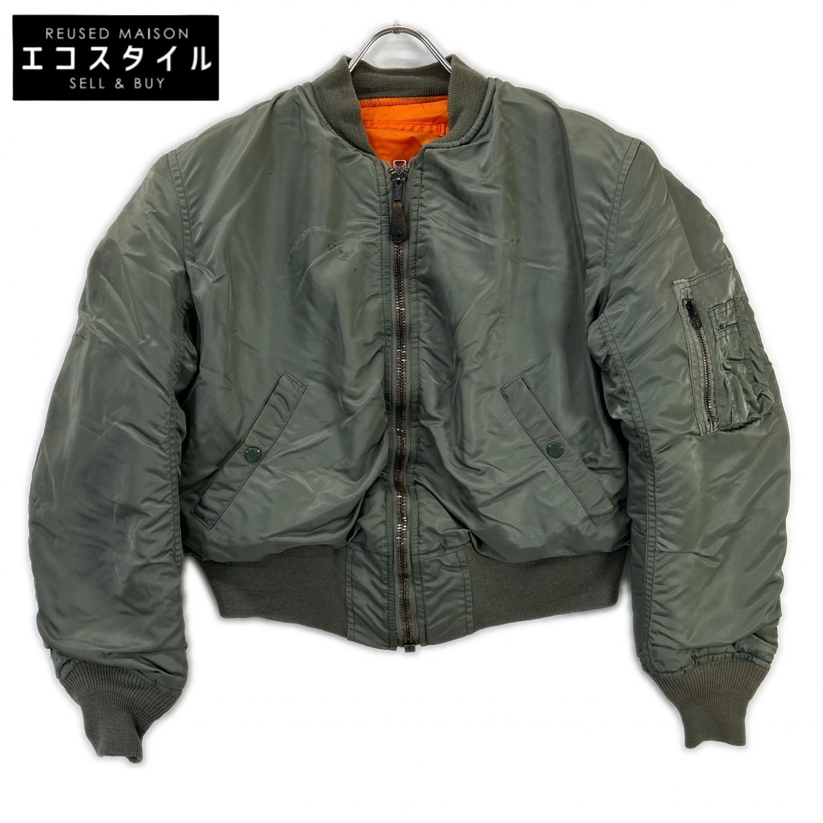 ALPHA INDUSTRIES アルファインダストリーズ カーキ MA-1 1968年復刻 パッチ付き フライトジャケット S