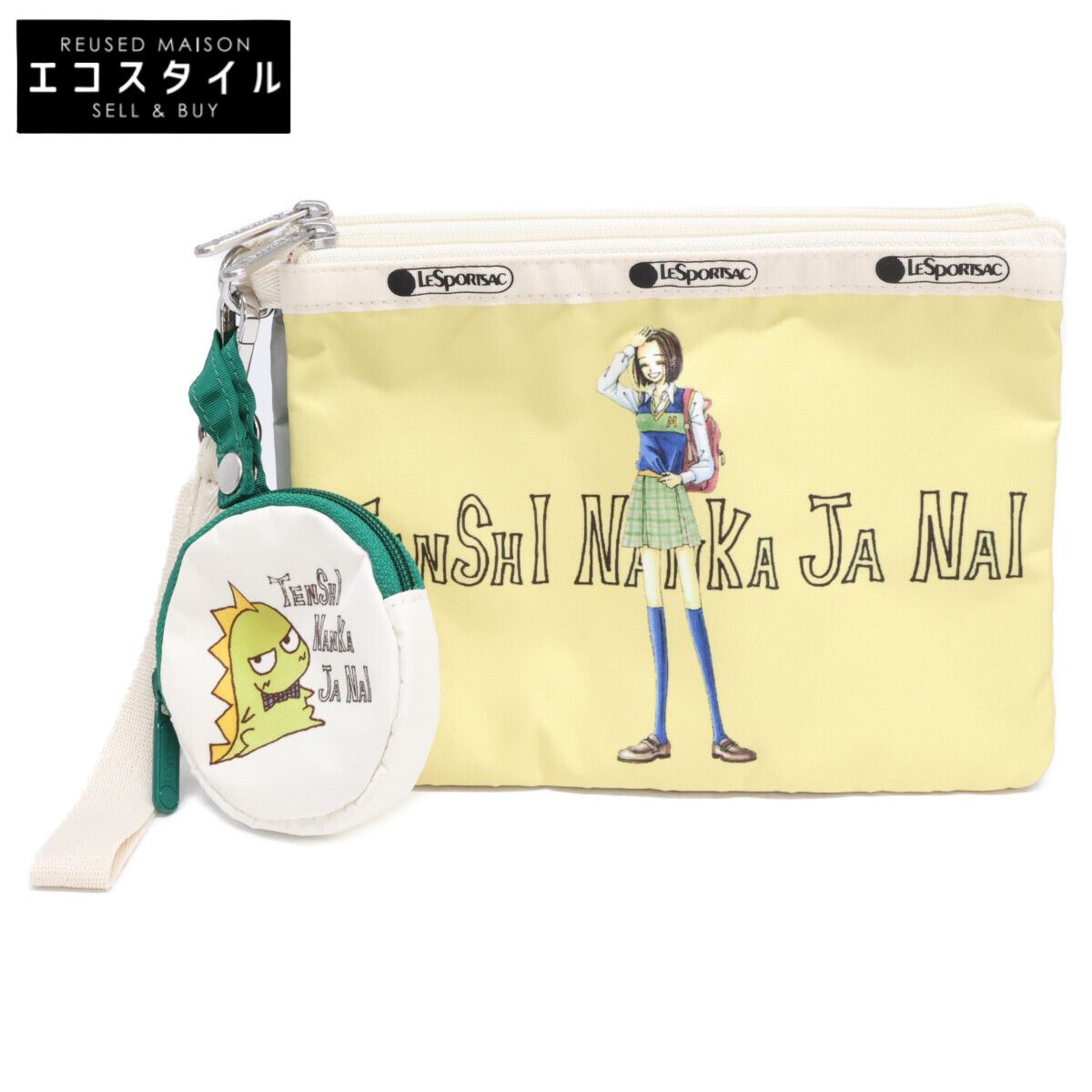 LeSportsac　レスポートサック　【美品】1170HE81 りぼん70周年記念 天使なんかじゃない WRISTLET POUCH W/CHARM リストレット付 ナイロン ポーチ 3点セット