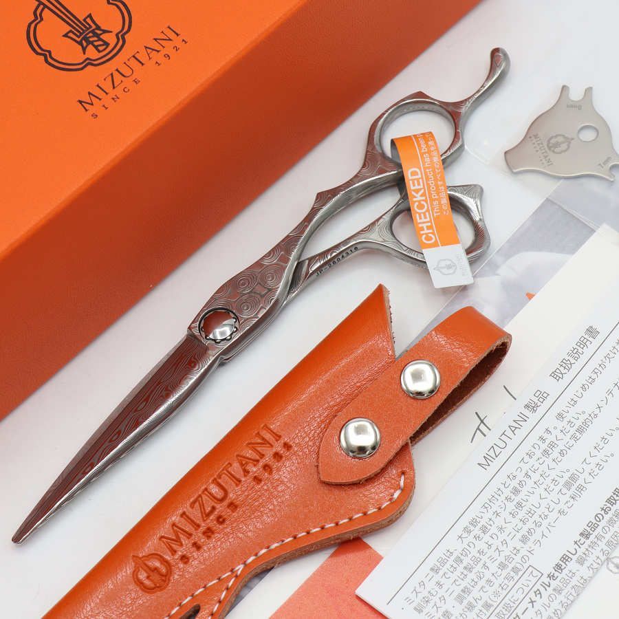 【新品】ミズタニシザーズ NEW DAMA INTEGRAL D-01 カットシザー 6.2インチ ハマグリ刃 オフセットハンドル ダマスカス ミズタニ