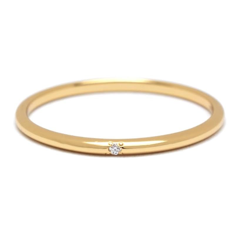 [A.UN jewelry] ダイヤモンド リング レディース 指輪 ピンキーリング 18金 K18 プラチナ 華奢 普段使い 誕生日 プレゼント ニッケルフリー シルバー925【gold-c11号】