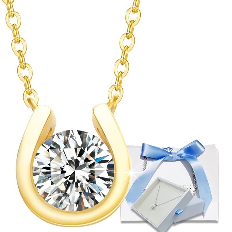 [EVER FLAWLESS] スワロスキー 1.0カラット 一粒 11種 レディース ネックレス 馬蹄 18k ゴールド 仕上げ ギフト ラッピング