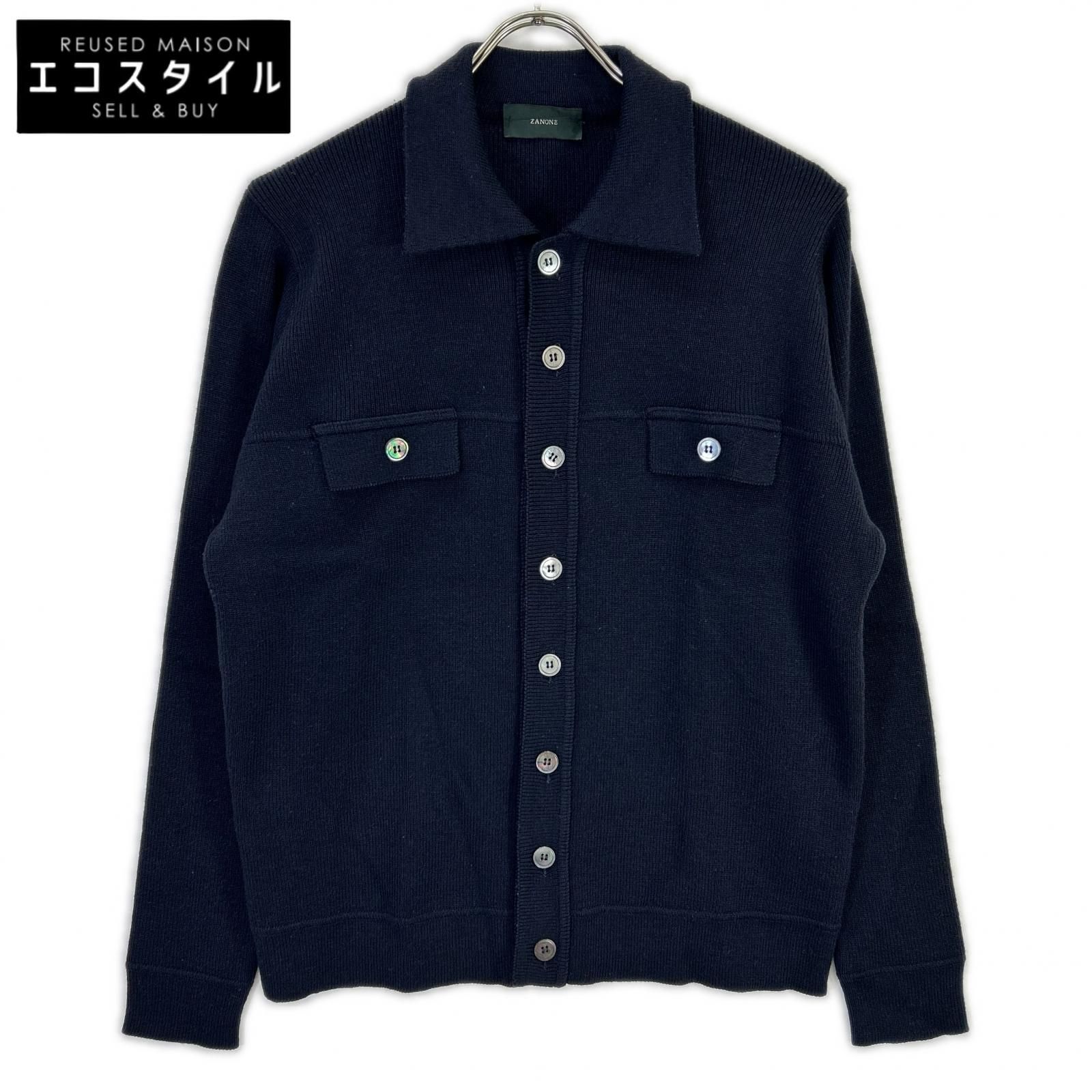 ZANONE　ザノーネ　ネイビー ウール ニット ジャケット