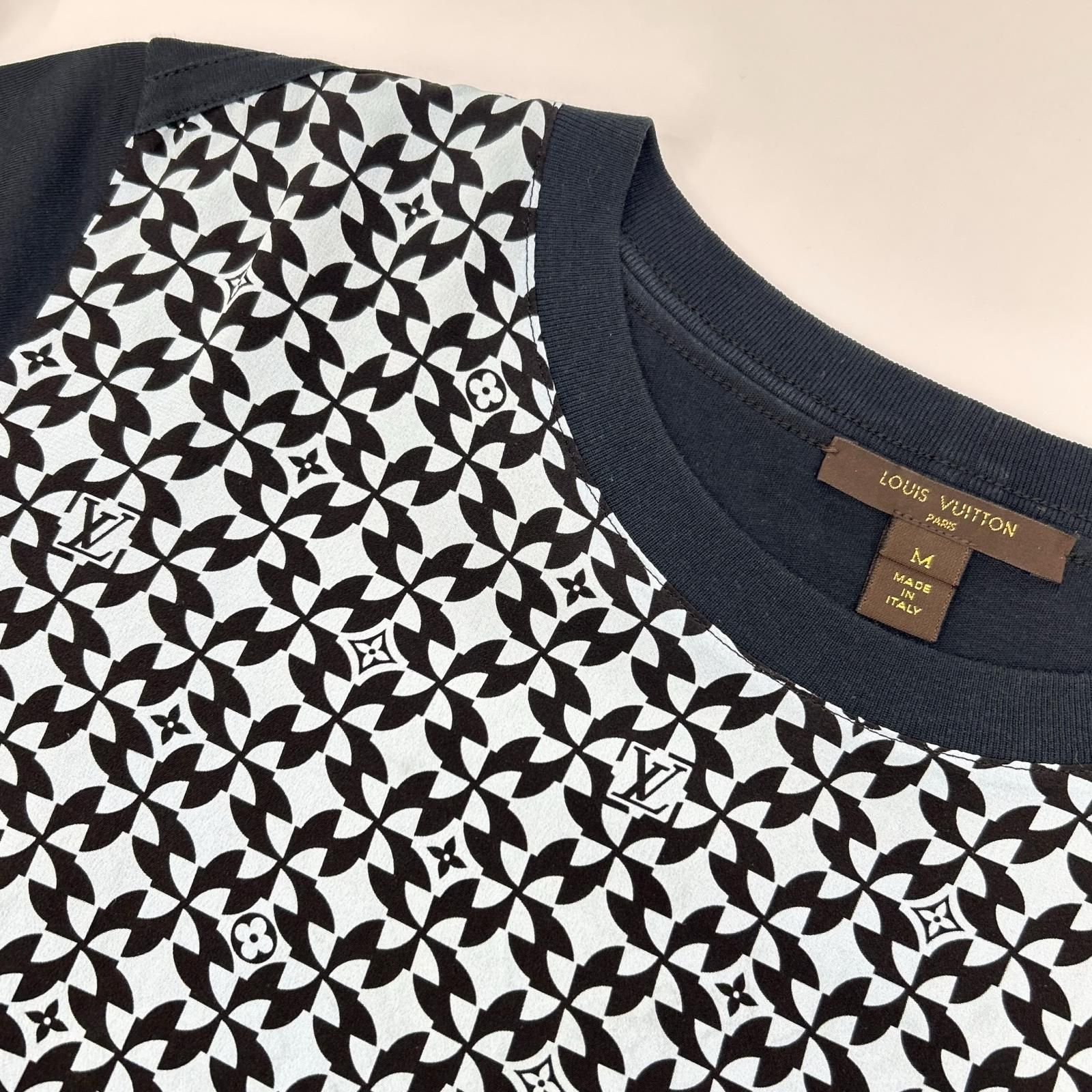 LOUIS VUITTON　ルイヴィトン　FBTS10X3G モノグラム総柄シルク切り替え半袖Tシャツ　M