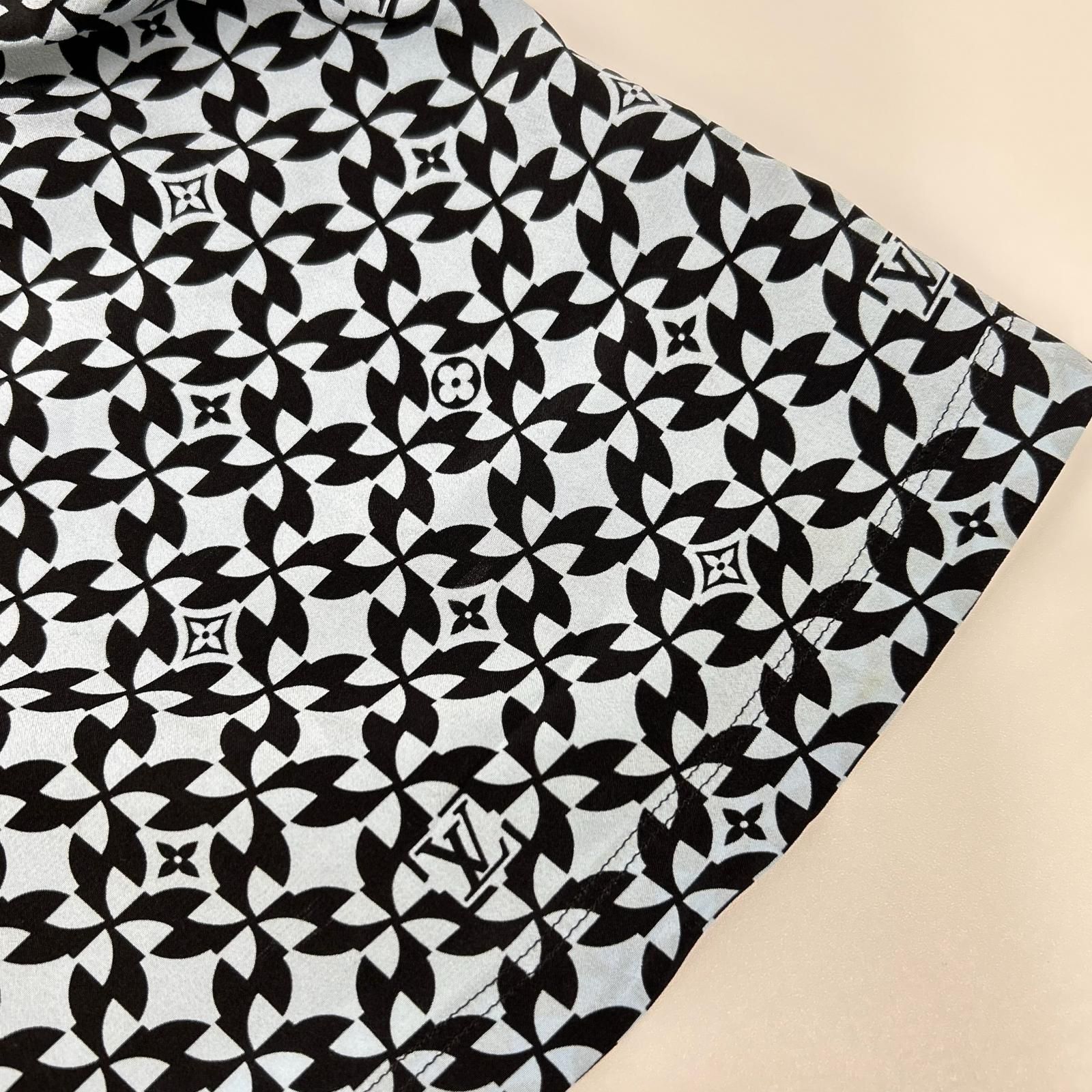 LOUIS VUITTON　ルイヴィトン　FBTS10X3G モノグラム総柄シルク切り替え半袖Tシャツ　M