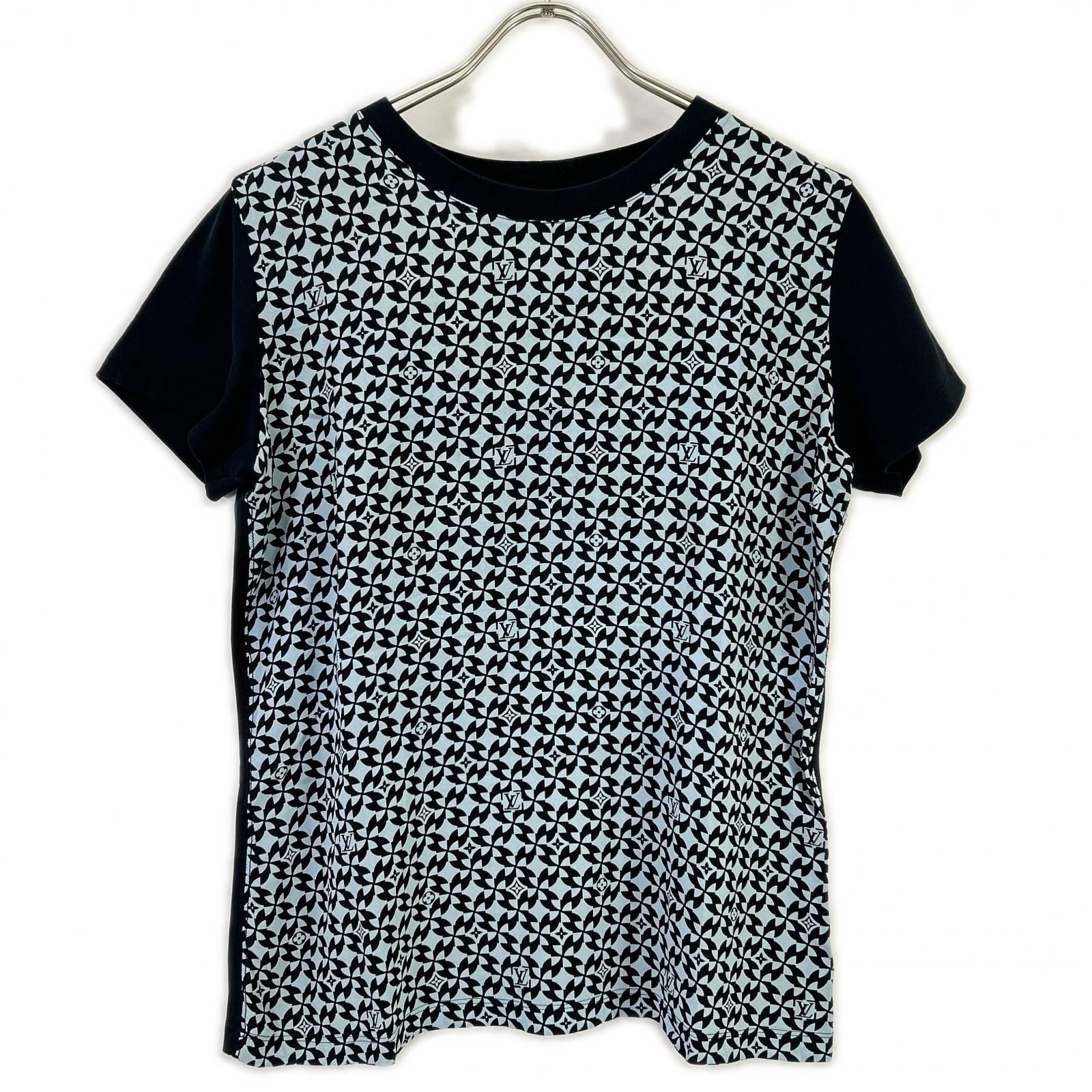 LOUIS VUITTON　ルイヴィトン　FBTS10X3G モノグラム総柄シルク切り替え半袖Tシャツ　M