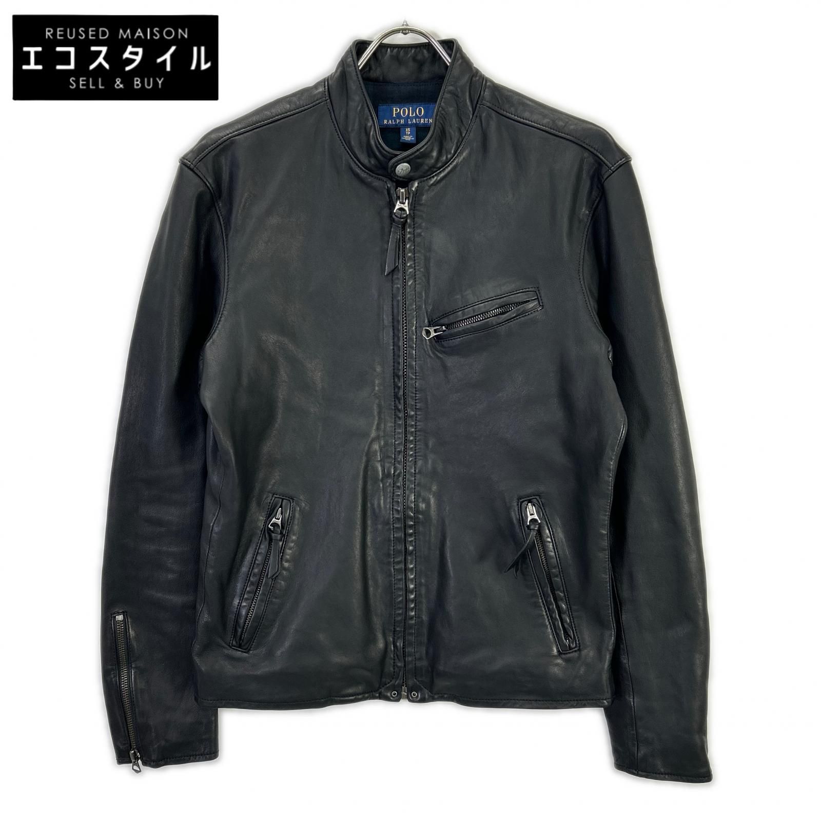 POLO RALPH LAUREN　ポロ ラルフローレン　710615464001 ブラック 19年 LAMBSKIN CAFE RACER JACKET　XS