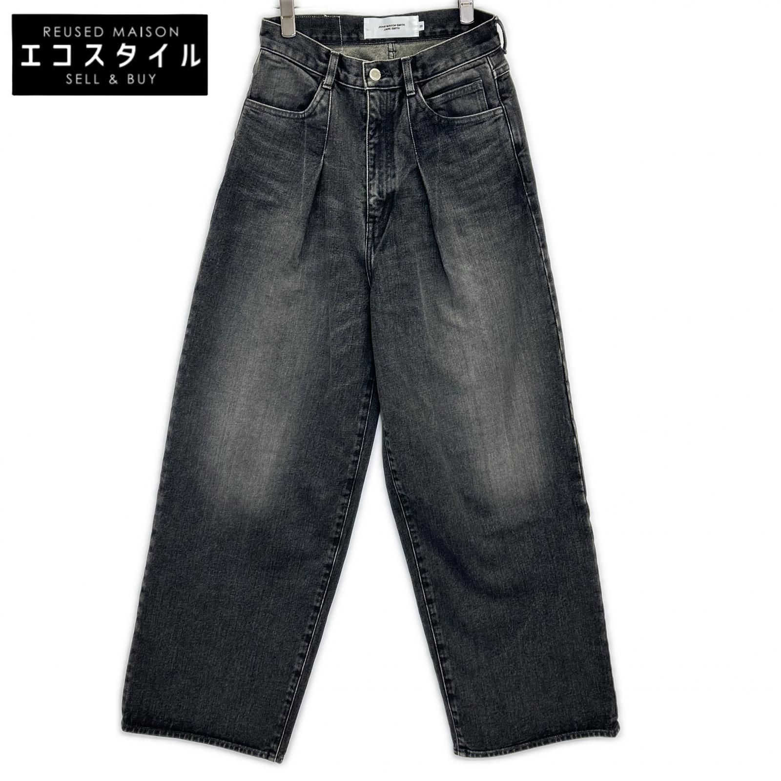 JOHN MASON SMITH　ジョンメイソンスミス　チャコール 14.5oz DENIM IN TUCK COMFORT TAPERED PANTS　25