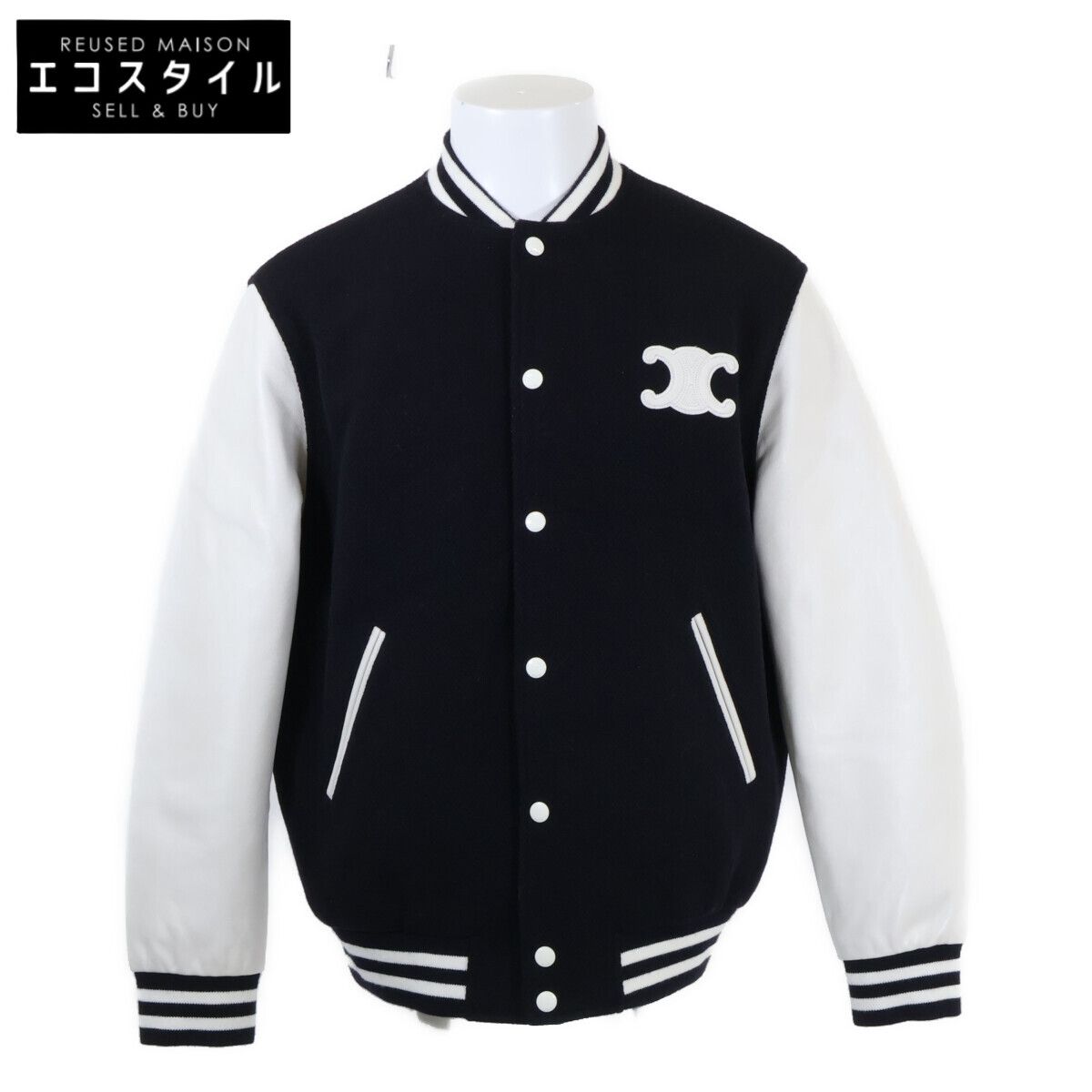 CELINE　セリーヌ　【美品/国内正規/24年製】2V29V896C アームラムレザー切替 テディ バーシティジャケット　38