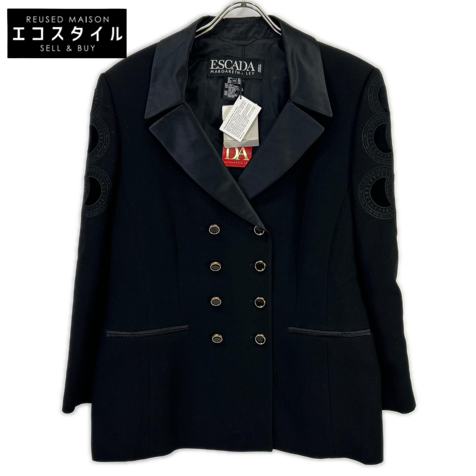 ESCADA エスカーダ ブラック 金ボタン ダブル デザインジャケット 42