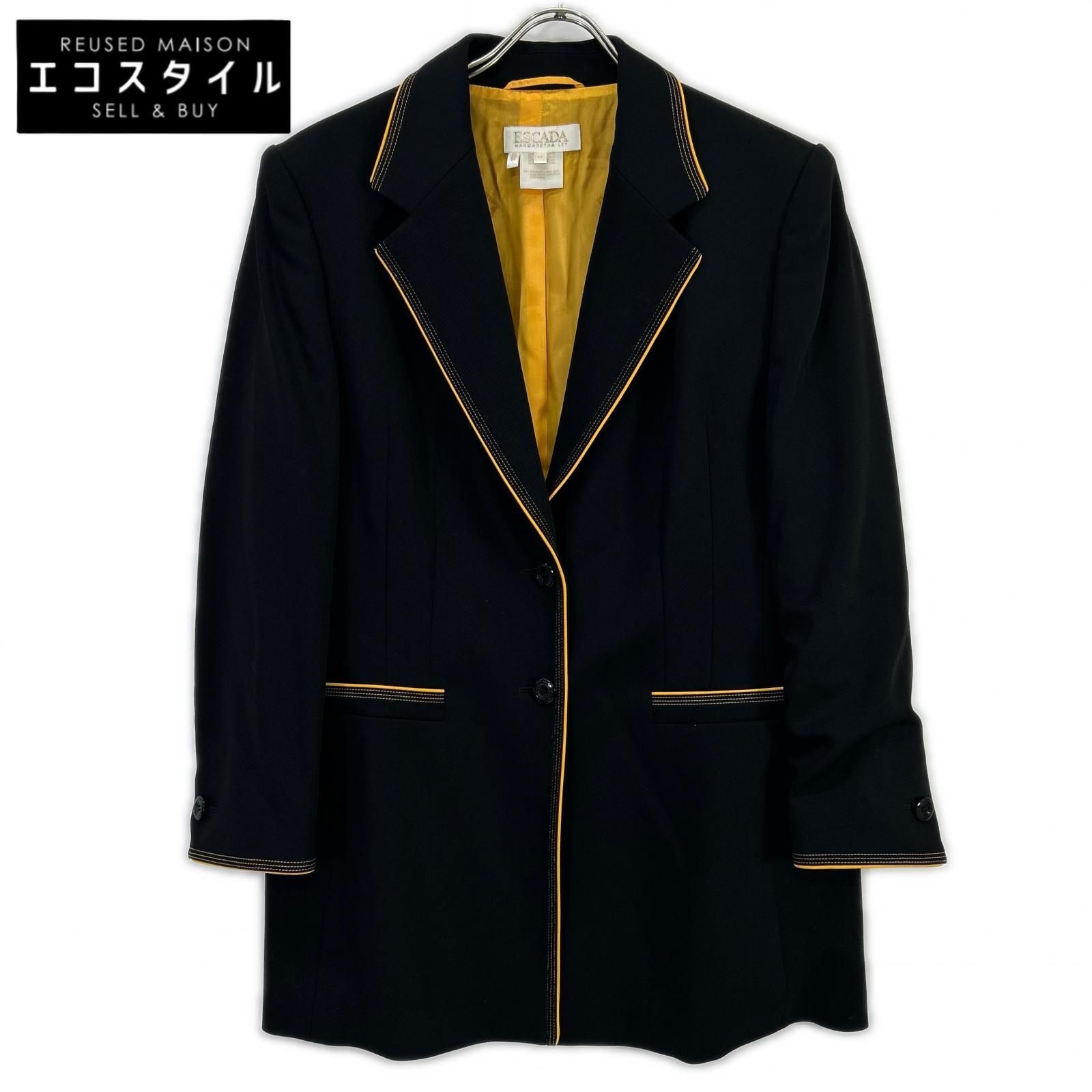 ESCADA　エスカーダ　ブラック イエローパイピンング テーラードジャケット　44