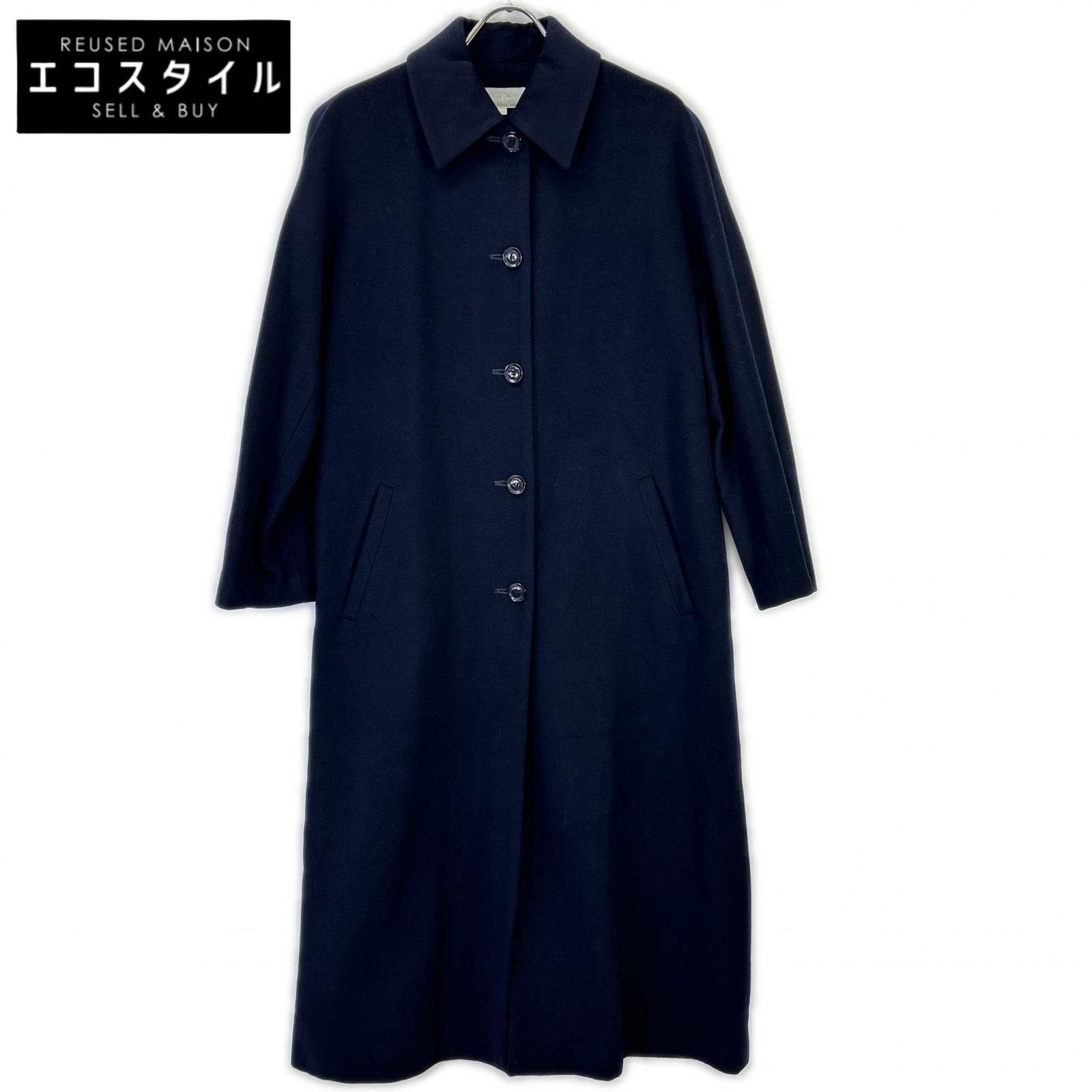 Calvin Klein　カルバンクライン　ネイビー カシミヤ混 ステンカラーロングコート　9