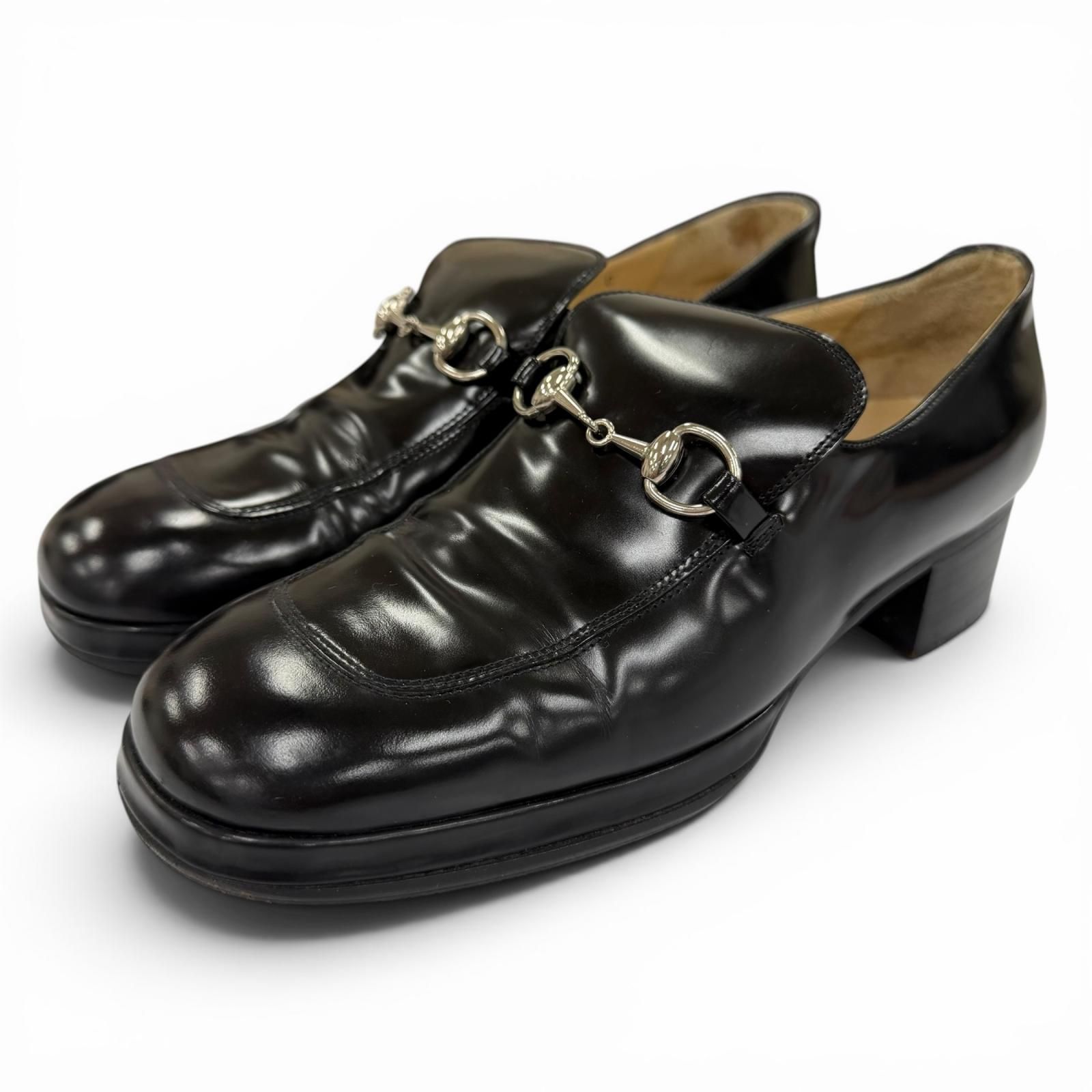 【ドンドン見直し】美品☆GUCCI グッチ 100 0413 ホースビット パンプス レザーシューズ ブラック シルバー金具 36 イタリア製 レディース