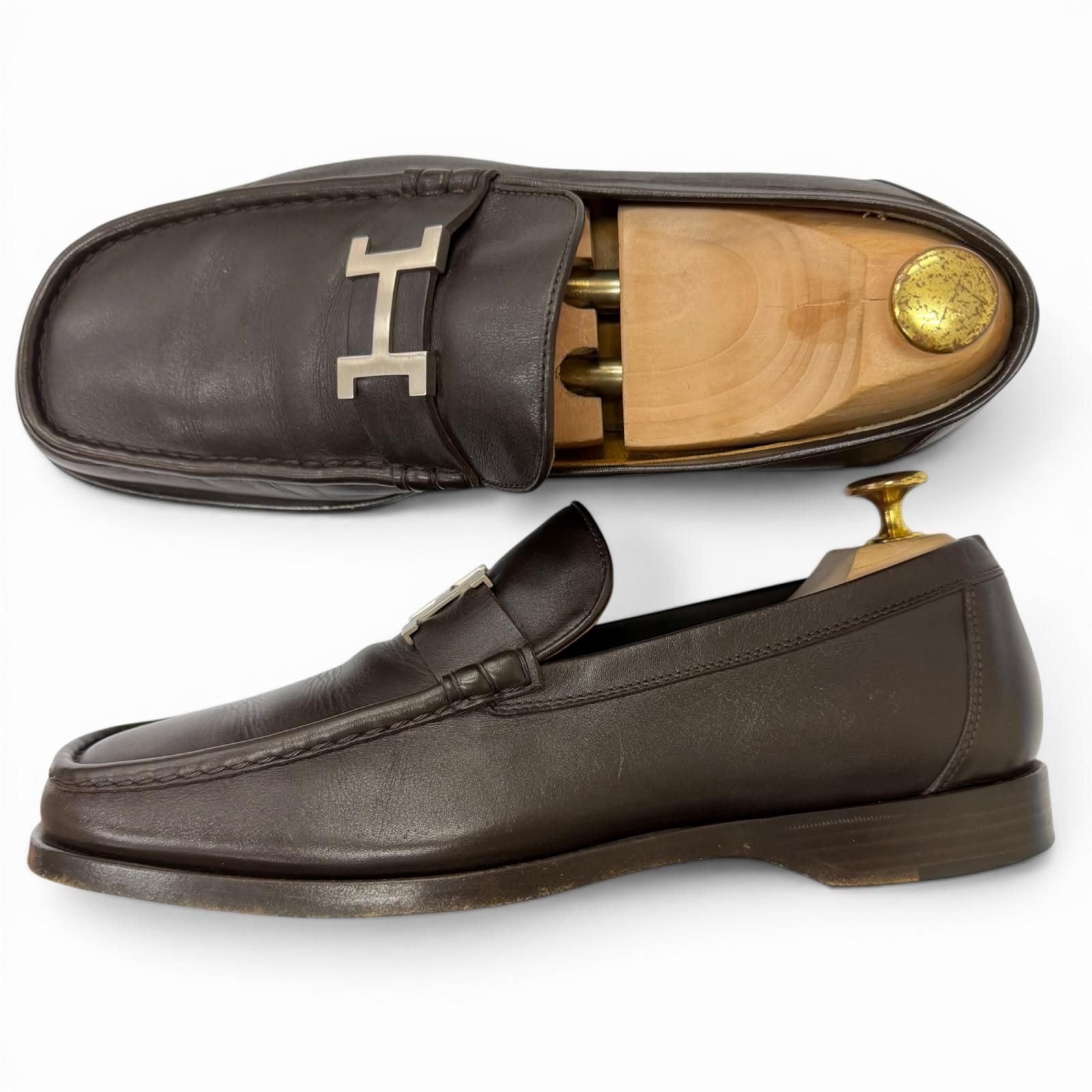 ドンドン見直し】良品□HERMES エルメス レザー Hロゴシルバー金具