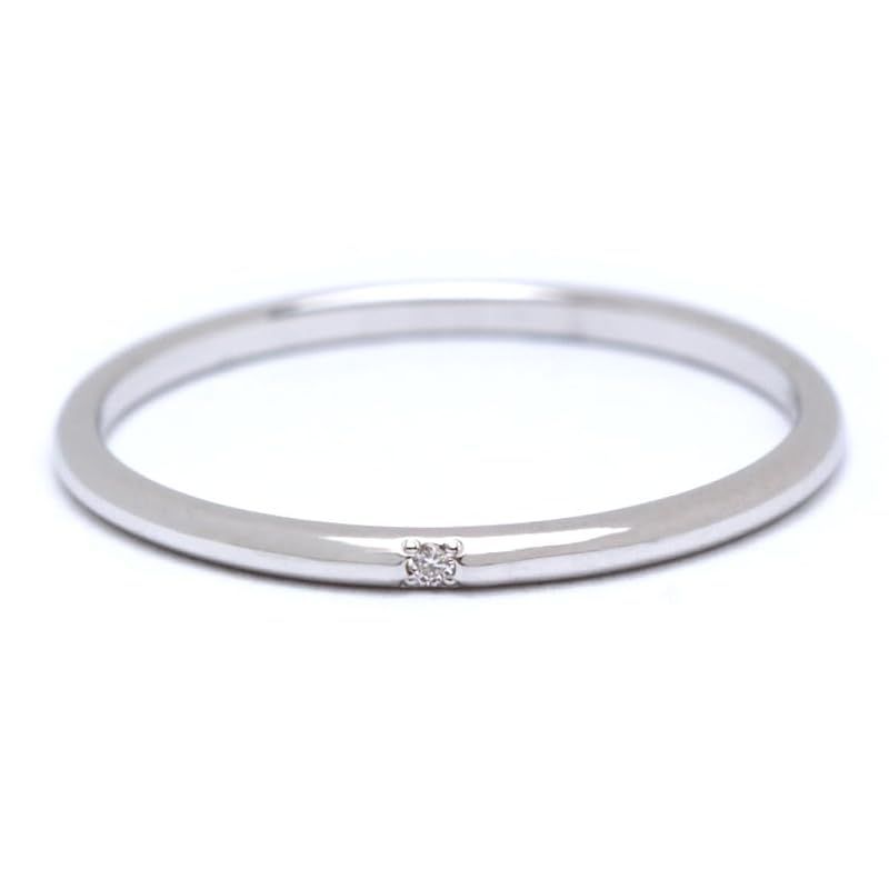 [A.UN jewelry] ダイヤモンド リング レディース 指輪 ピンキーリング 18金 K18 プラチナ 華奢 普段使い 日本製 誕生日 プレゼント ニッケルフリー シルバー925【pt-c9号】