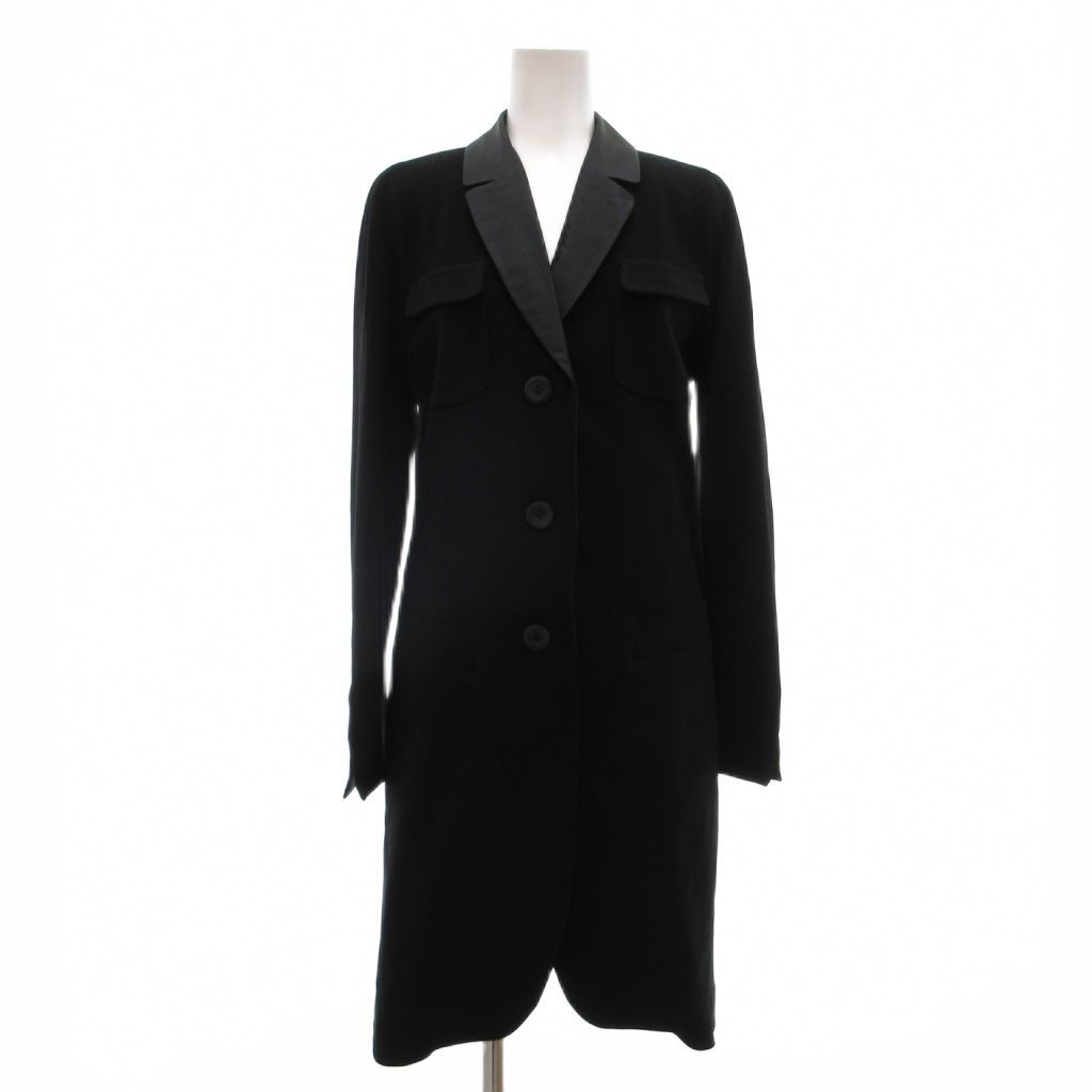 ジルサンダープラス JIL SANDER＋ コート ハーフ ミディ丈 黒 ブラック ショールカラー 切り替えデザイン /SX ■GY06