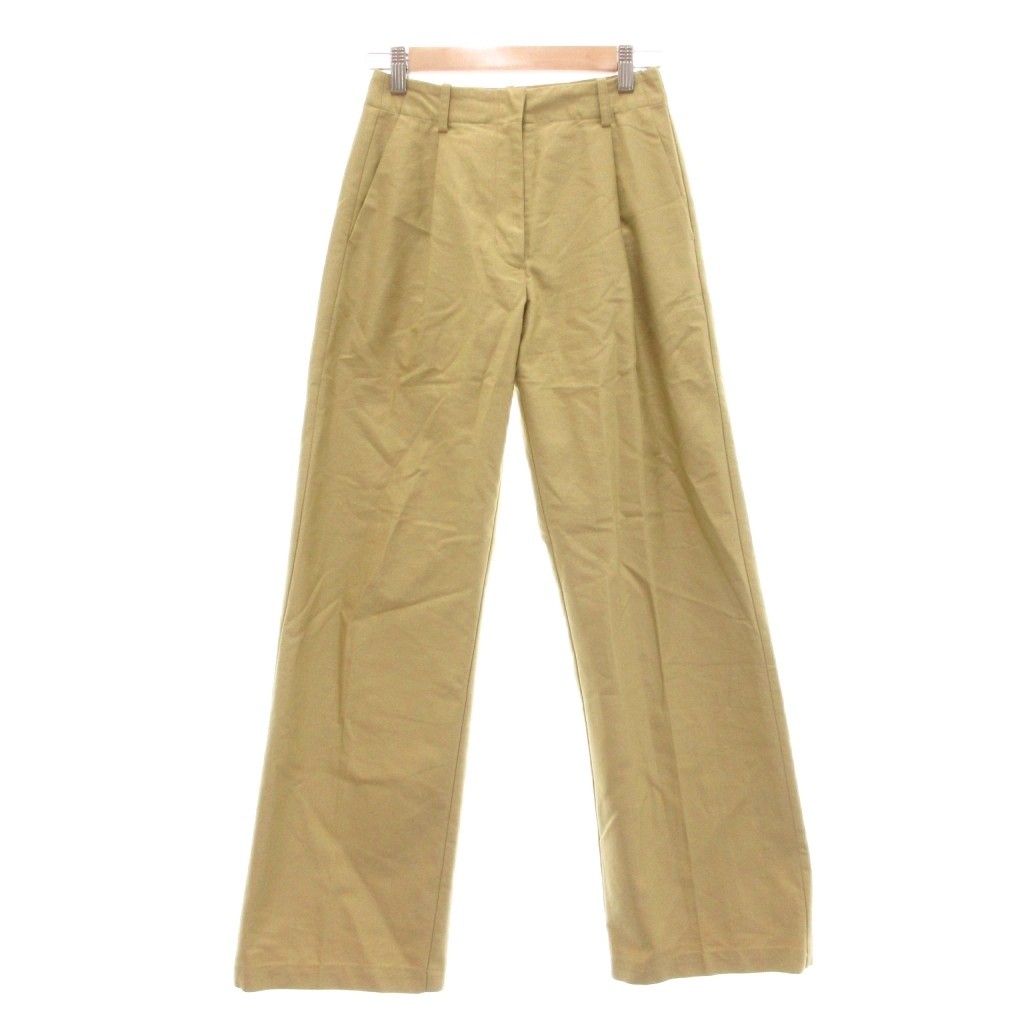 クラネ CLANE パンツ スラックス センタープレス 0 ライトグリーン 黄緑 無地 タック入り フルレングス /SX ■GY06