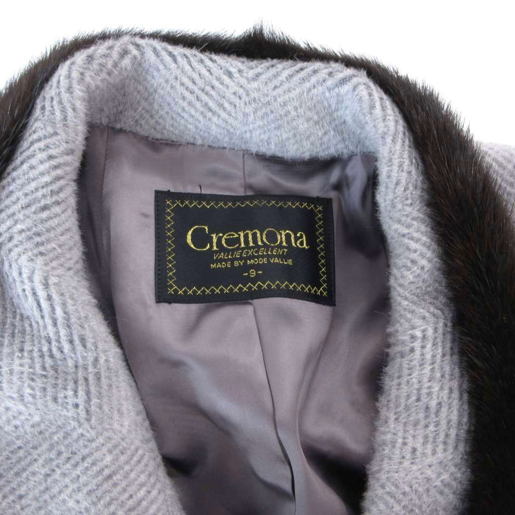 Cremona ミンクファーコート ウール シルク混 ひざ丈 9 グレー /FF ■GY06