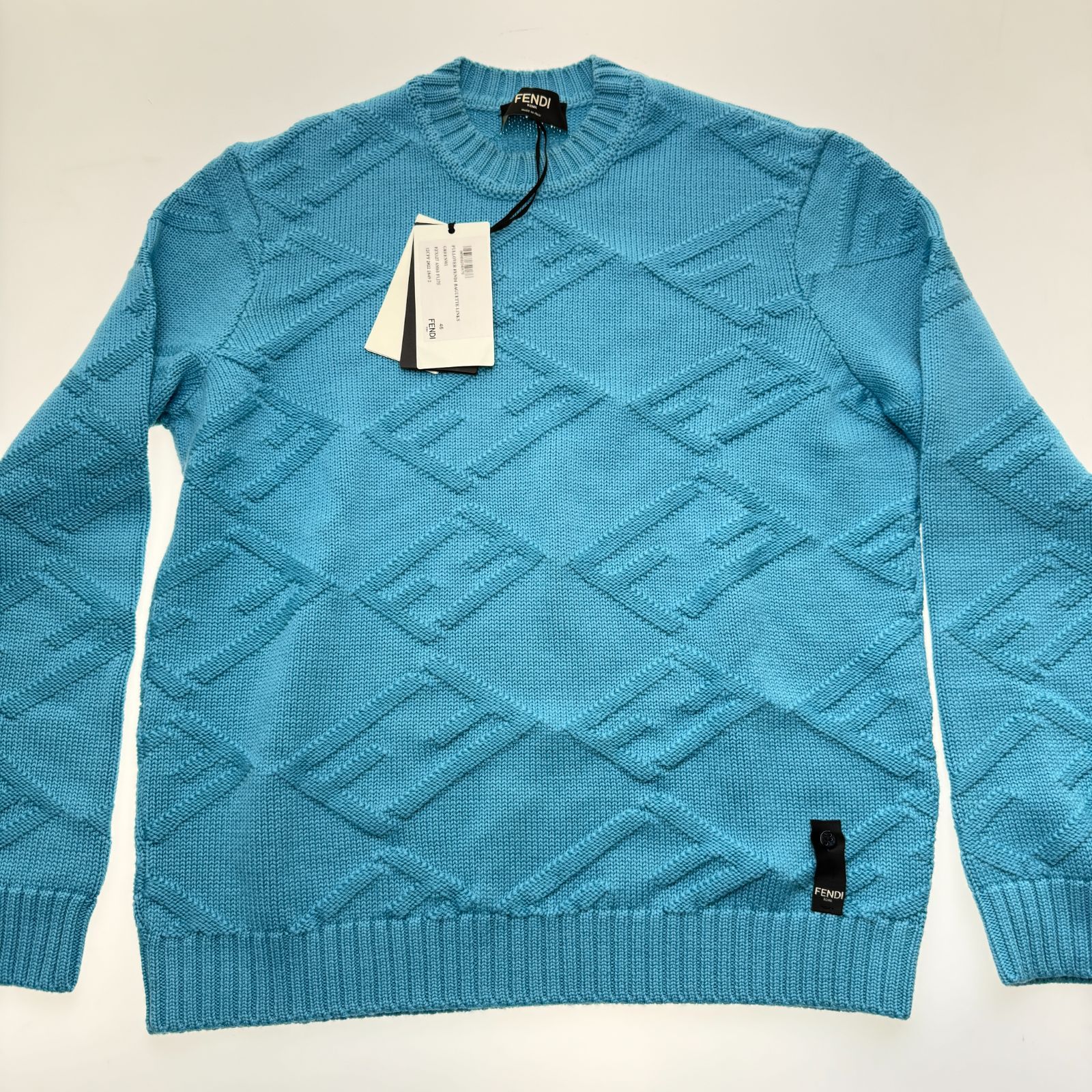 【新品タグ付】FENDI フェンディ FFロゴ クルーネックニット ウール 46