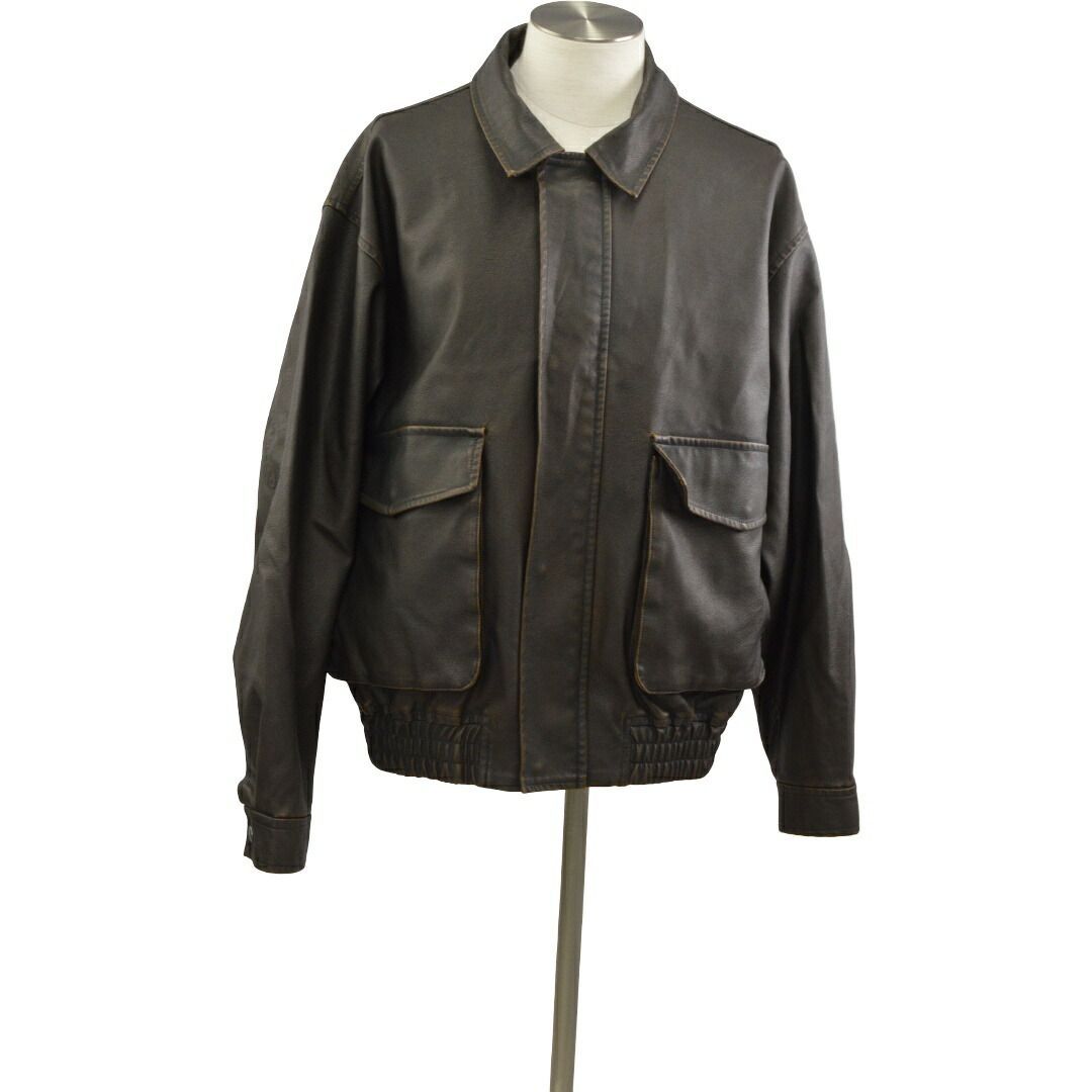 ビームス ハート BEAMS HEART フェイクレザー ジャケット 革ジャン Lサイズ ブラウン メンズ F-L8752