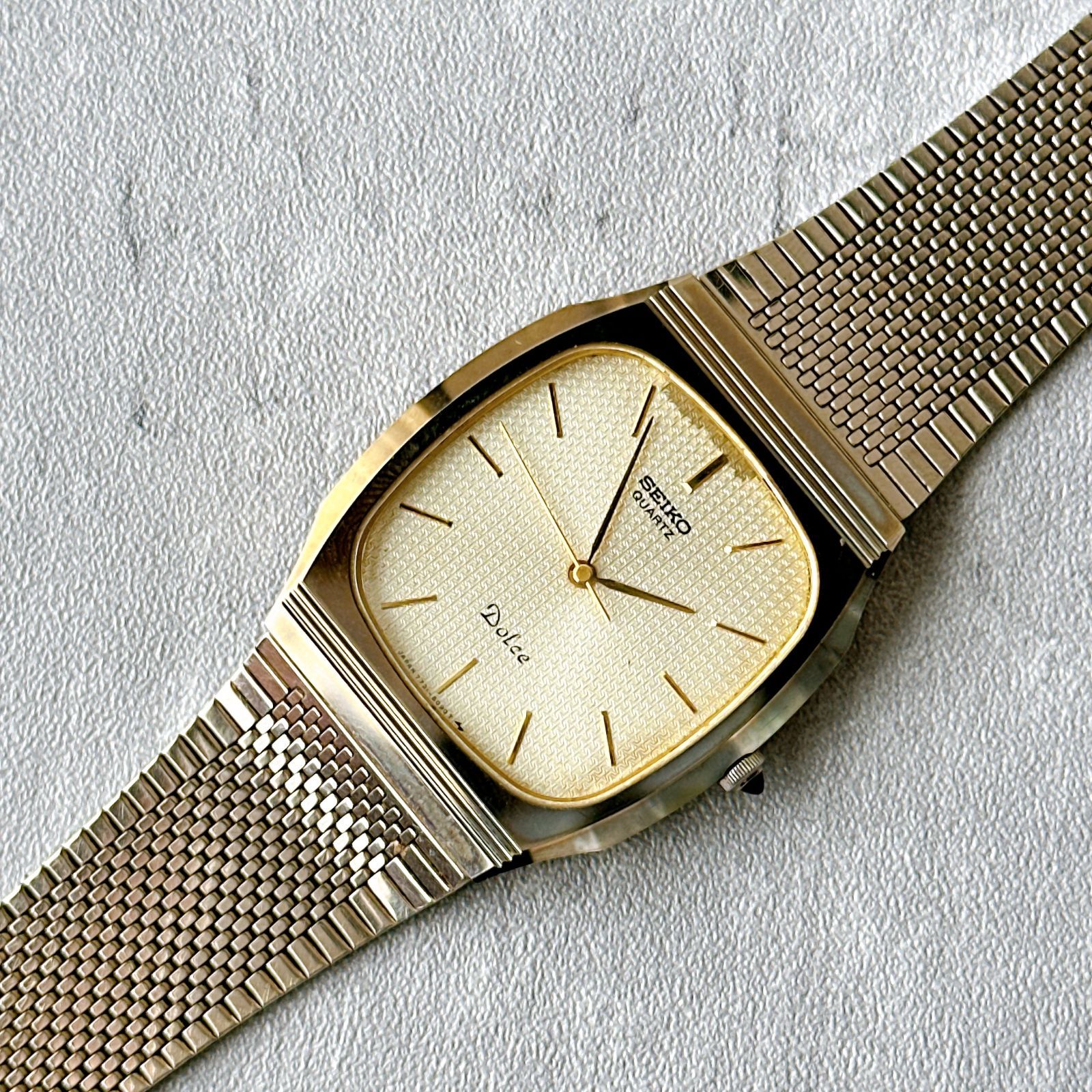 SEIKO Dolce セイコー ドルチェ 7731-5090 クォーツ ゴールド テクスチャーダイヤル 薄型 ドレスウォッチ ヴィンテージ メンズ レディース