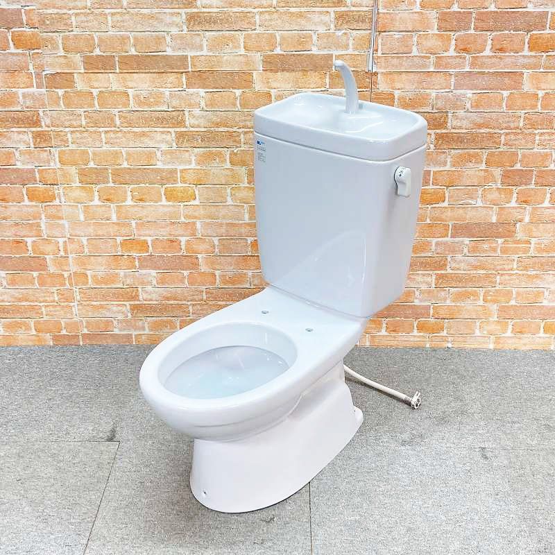 【中古品】【美品】 ソケット付 INAX トイレ 洋式便器 (床下排水) 「BC-110ST」 排水芯200mm タンク「DT-3810」 一式セット #BB7(ブルーグレー) 41E