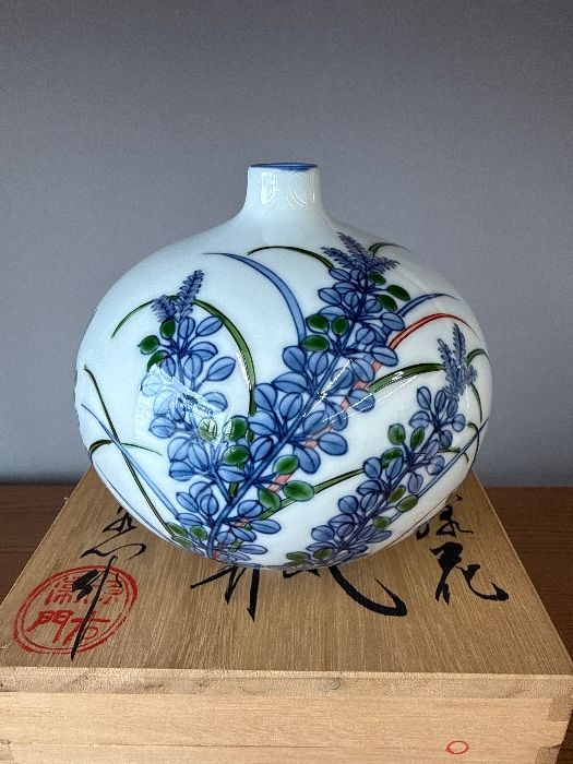 源右衛門 花瓶 壺 染線萩絵 一輪挿し インテリア 木箱 - メルカリ