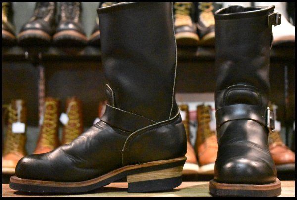 【5D 良品 PT99刺繍】レッドウィング 2268 エンジニア 黒 ブラッククローム スチールトゥ プルオン ブーツ redwing HOPESMORE【GE467】