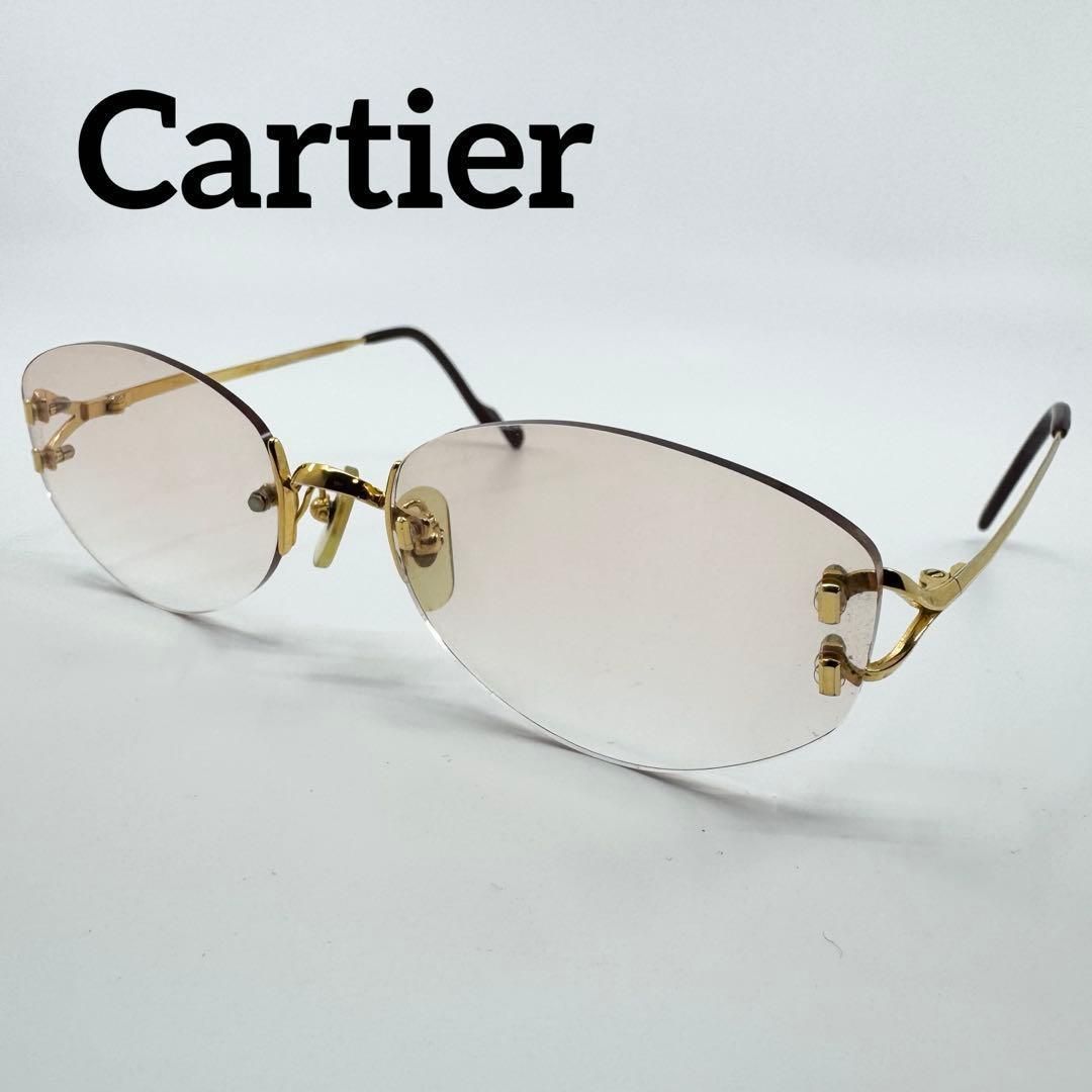 Cartier カルティエ サングラス ツーポイント リムレス 度入り ゴールド