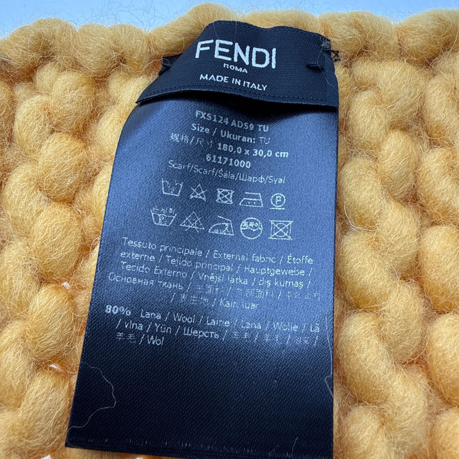 新品】FENDI フェンディ ROMAロゴ チャンキーニット マフラー ウール