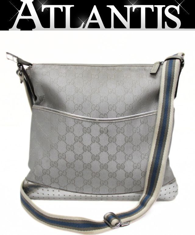 GUCCI グッチ ショルダーバッグ GGキャンバス シルバー 145857 【74470