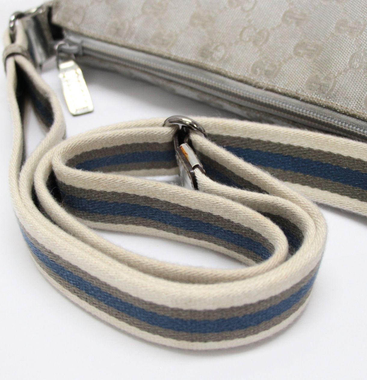 GUCCI グッチ ショルダーバッグ GGキャンバス シルバー 145857 【74470 