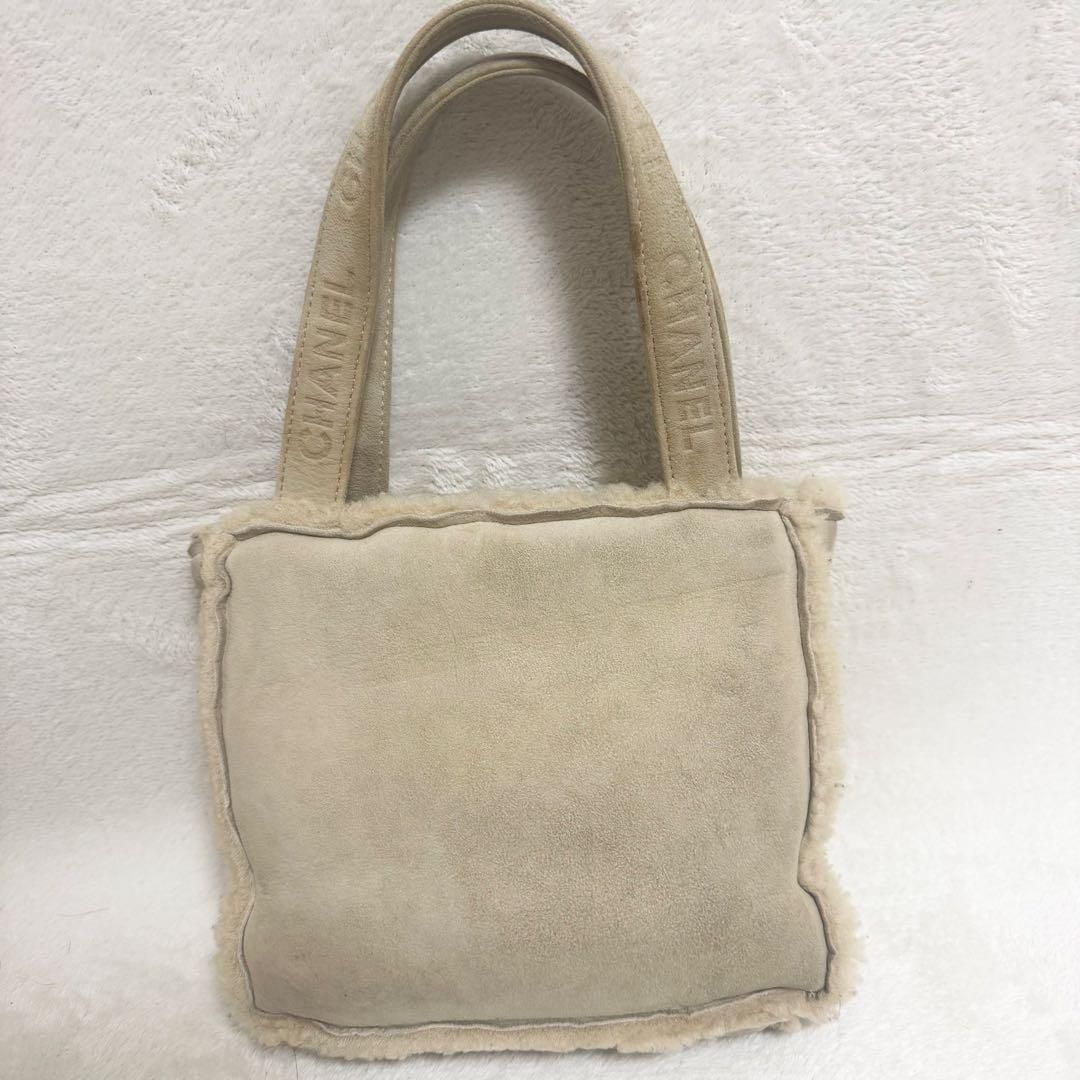CHANEL シャネル ハンドバッグ トートバッグ ムートン ベージュ ロゴ