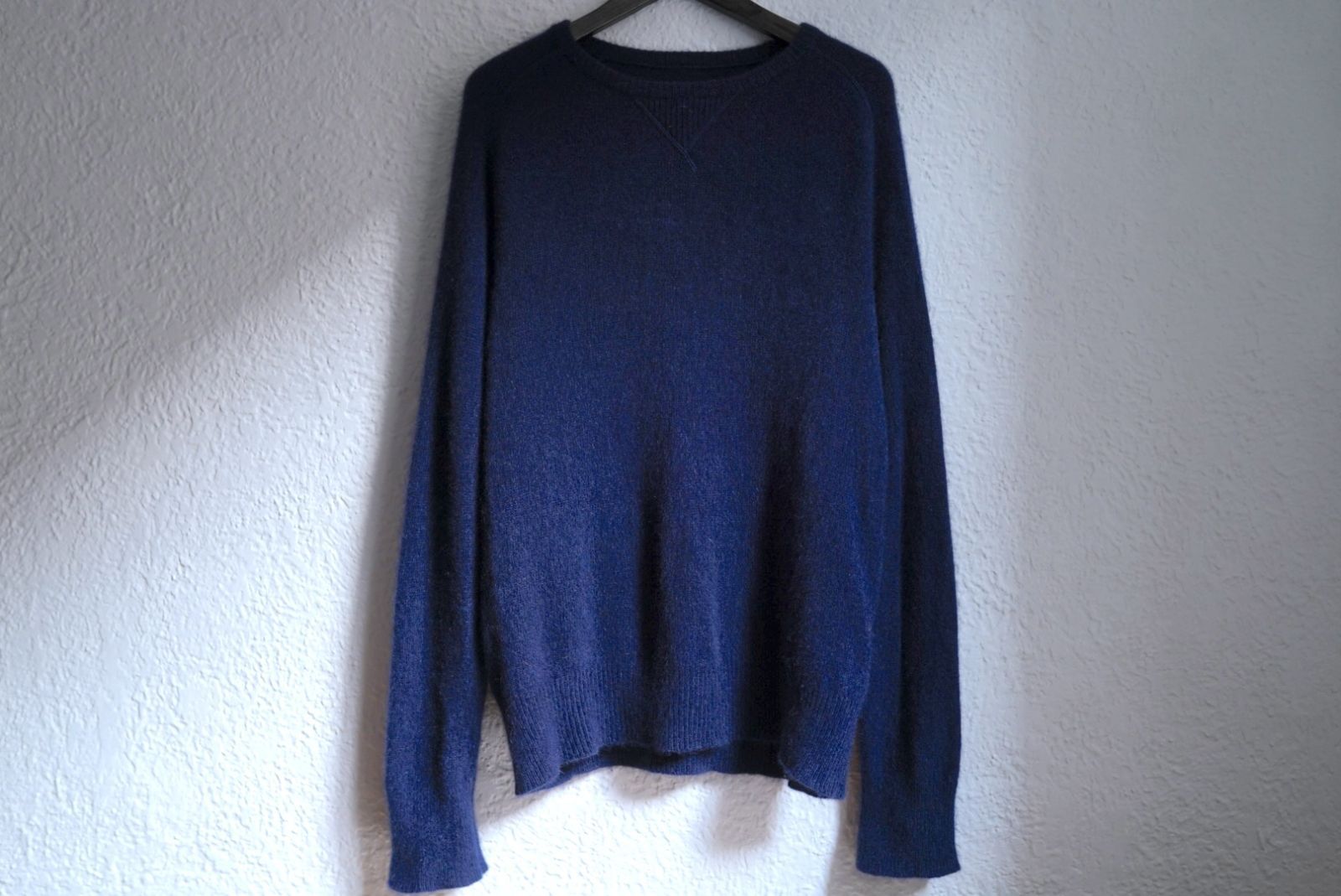 20AW CASHMERE SABLE BOXING SWEAT エルボーパッチカシミヤセーブルクルーネックセーター / YINDIGO AM(インディゴエイエム)