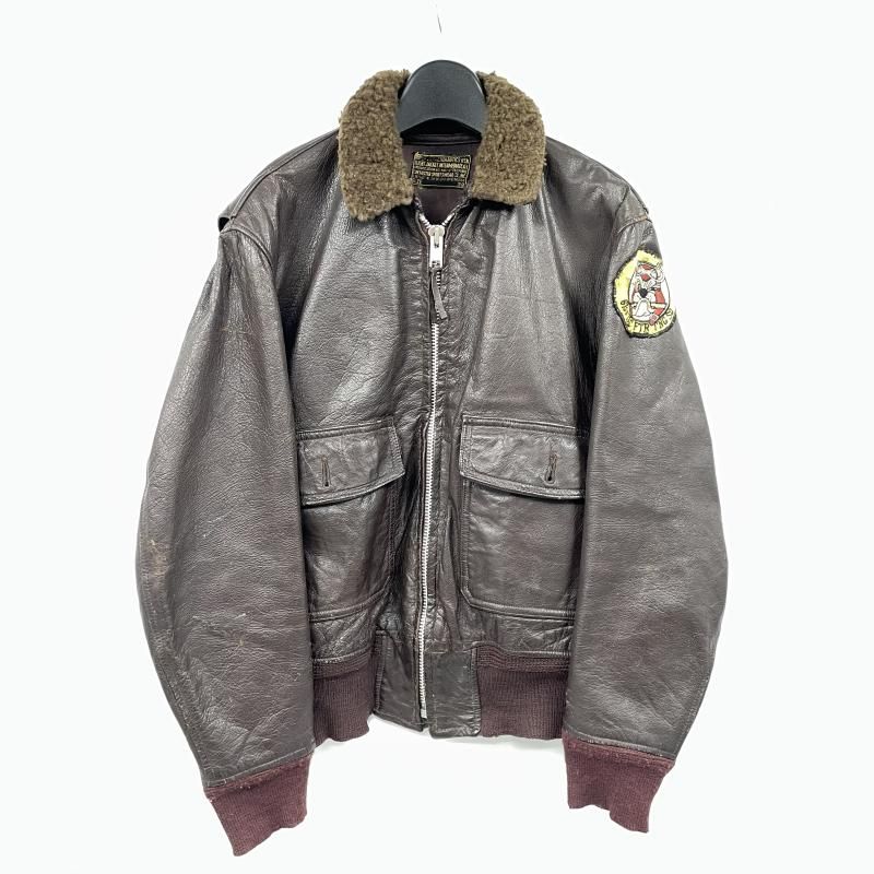 【中古】50s L.W.Foster Sportswear G-1 フライトジャケットサイズ38 ブラック ▲ジップリペア[17]