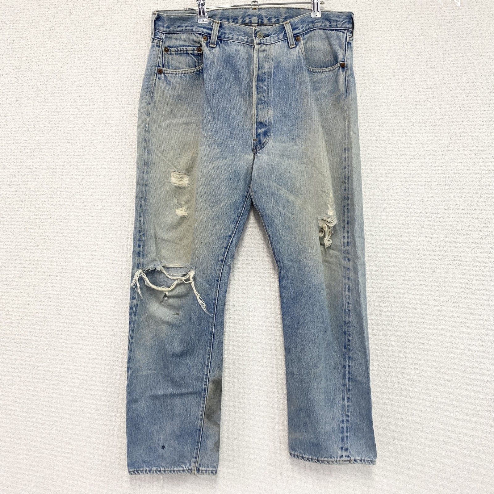 Levi’s　リーバイス　501　ダメージデニムパンツ/ジーンズ　ボタンフライ　インディゴ　W38サイズ　古着