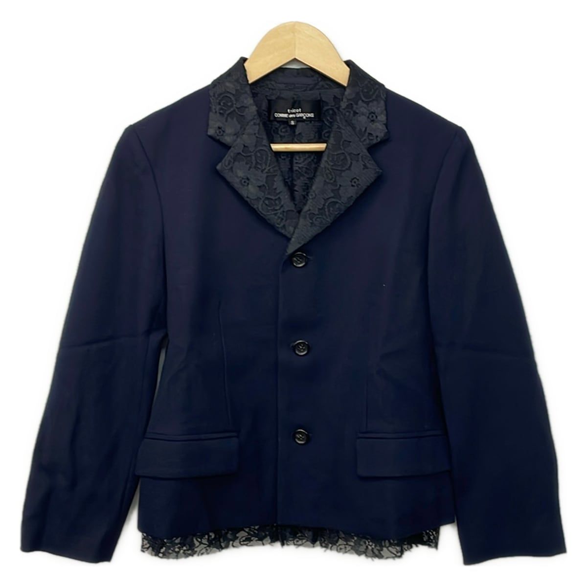 tricot COMMEdesGARCONS(トリココムデギャルソン) ジャケット サイズS レディース美品 - ダークネイビー×黒 長袖/レース/春/秋