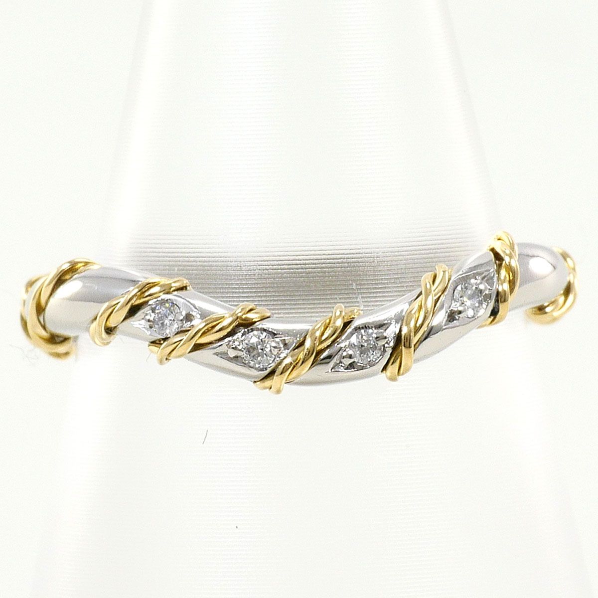 PT900/プラチナ K18YG リング・指輪 7号 ダイヤモンド 0.02ct 総重量約2.7g 47,880円