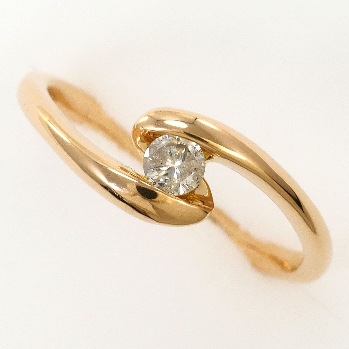 K18PG リング・指輪 6.5号 ダイヤモンド 0.10ct 総重量約1.7g