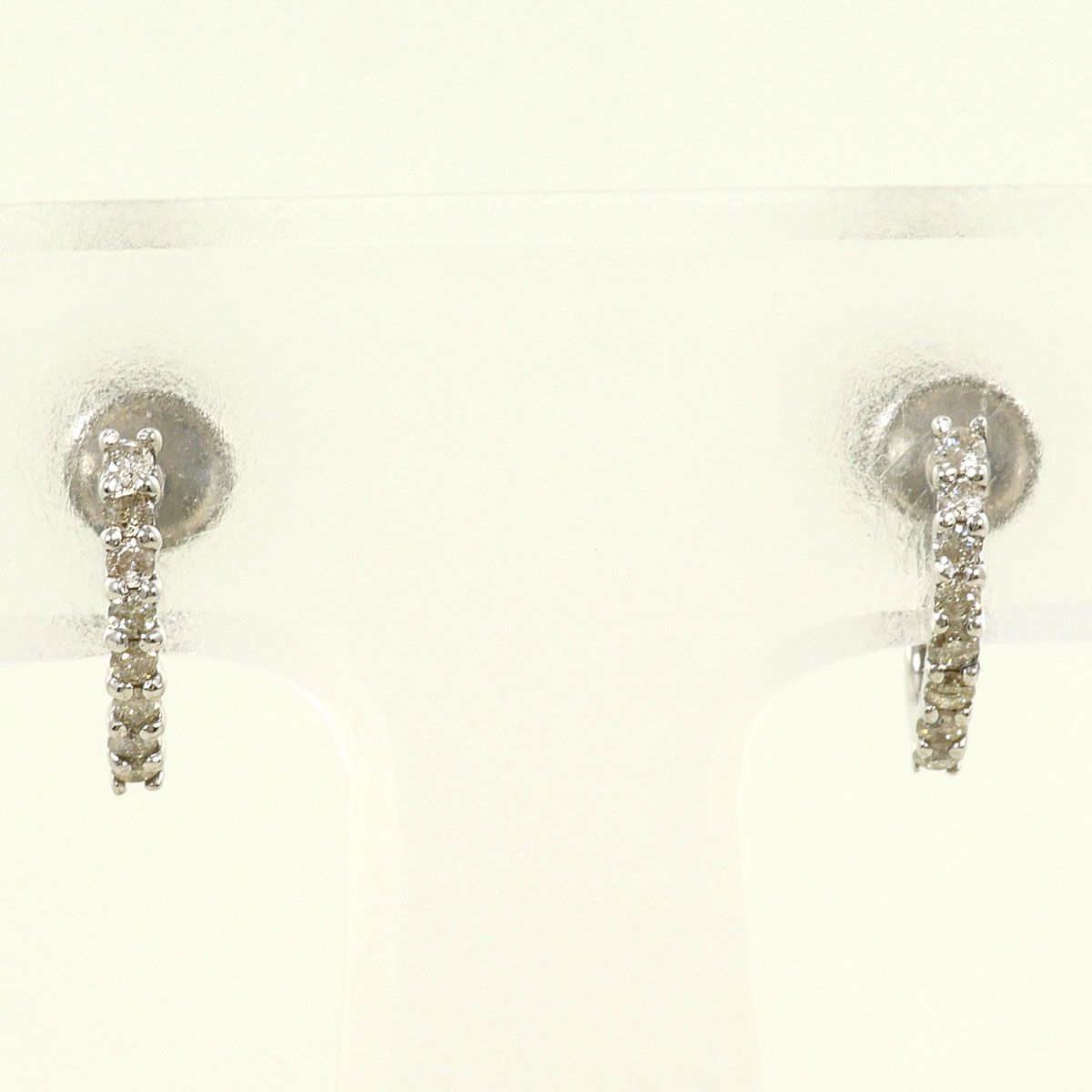 K18WG K14WG イヤリング clip-on earrings ダイヤモンド 総重量約1.6g